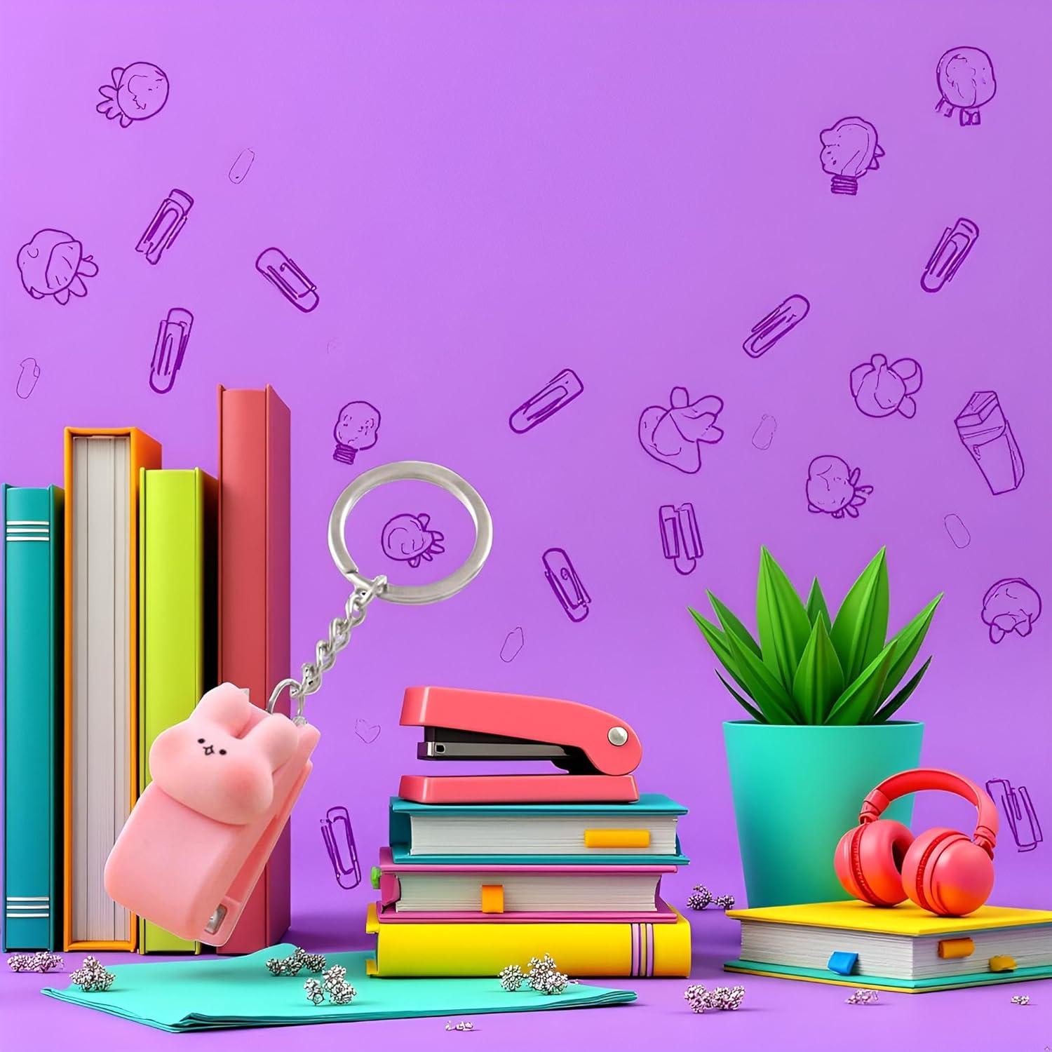 Grapadora Mini Portátil Galyacht Rosa con Llavero 14g