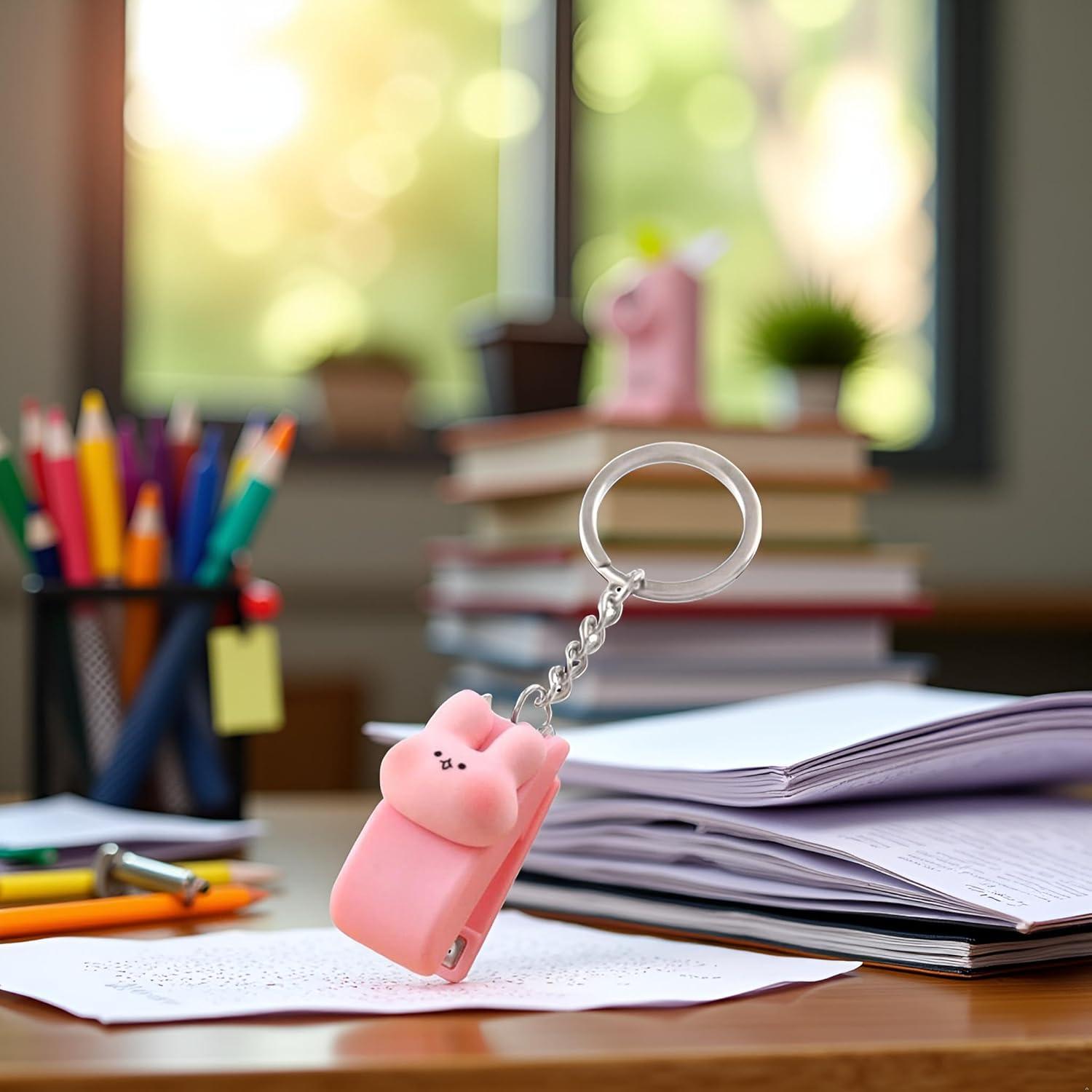 Grapadora Mini Portátil Galyacht Rosa con Llavero 14g