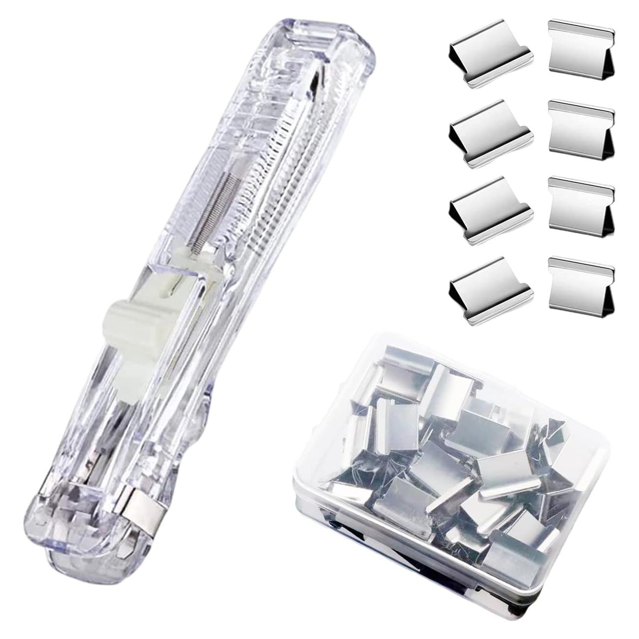 Mini Grapadora de Empuje DSBGKJI con 50 Clips Reutilizables