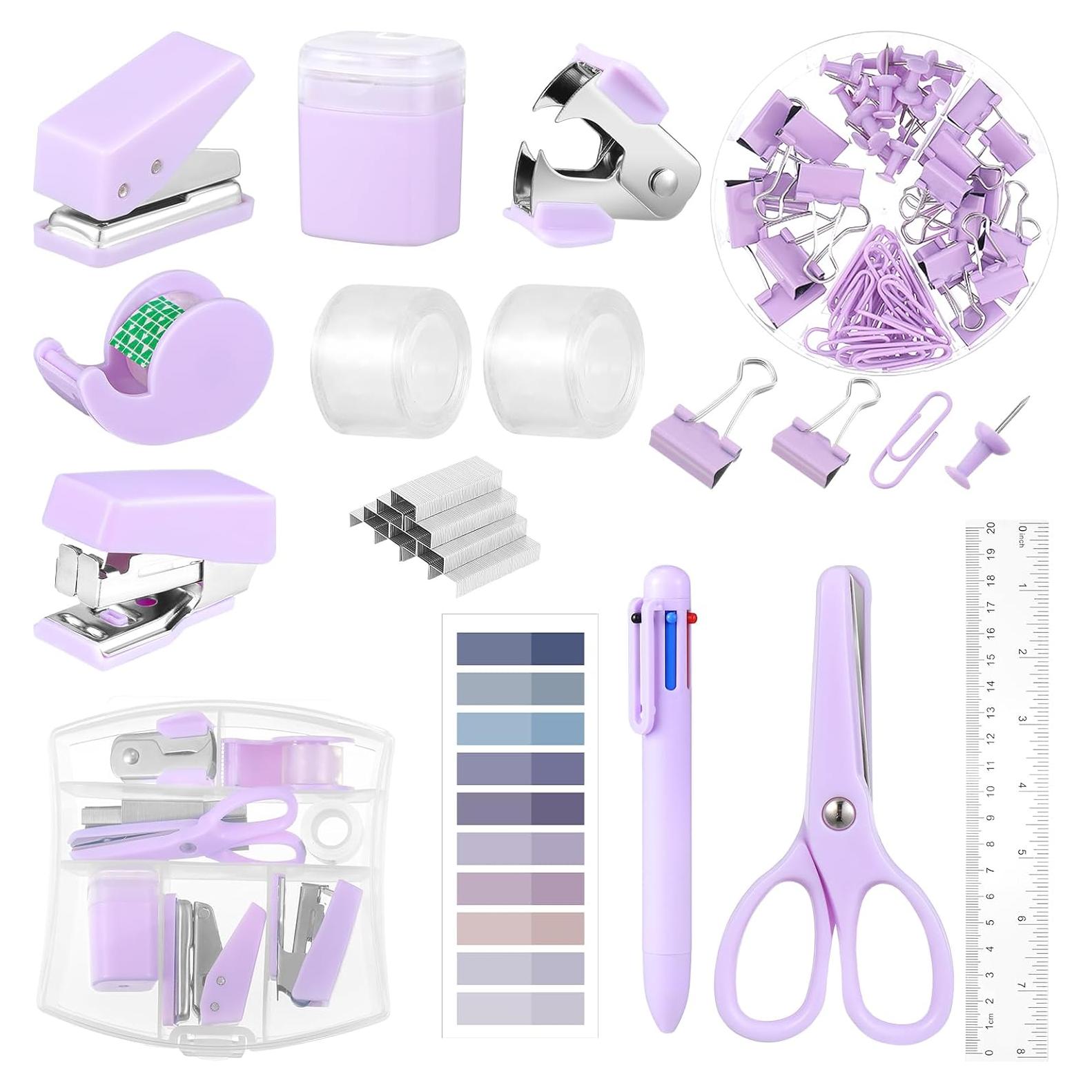 Kit Mini Suministros de Oficina Morado AuroraY - 15 Piezas