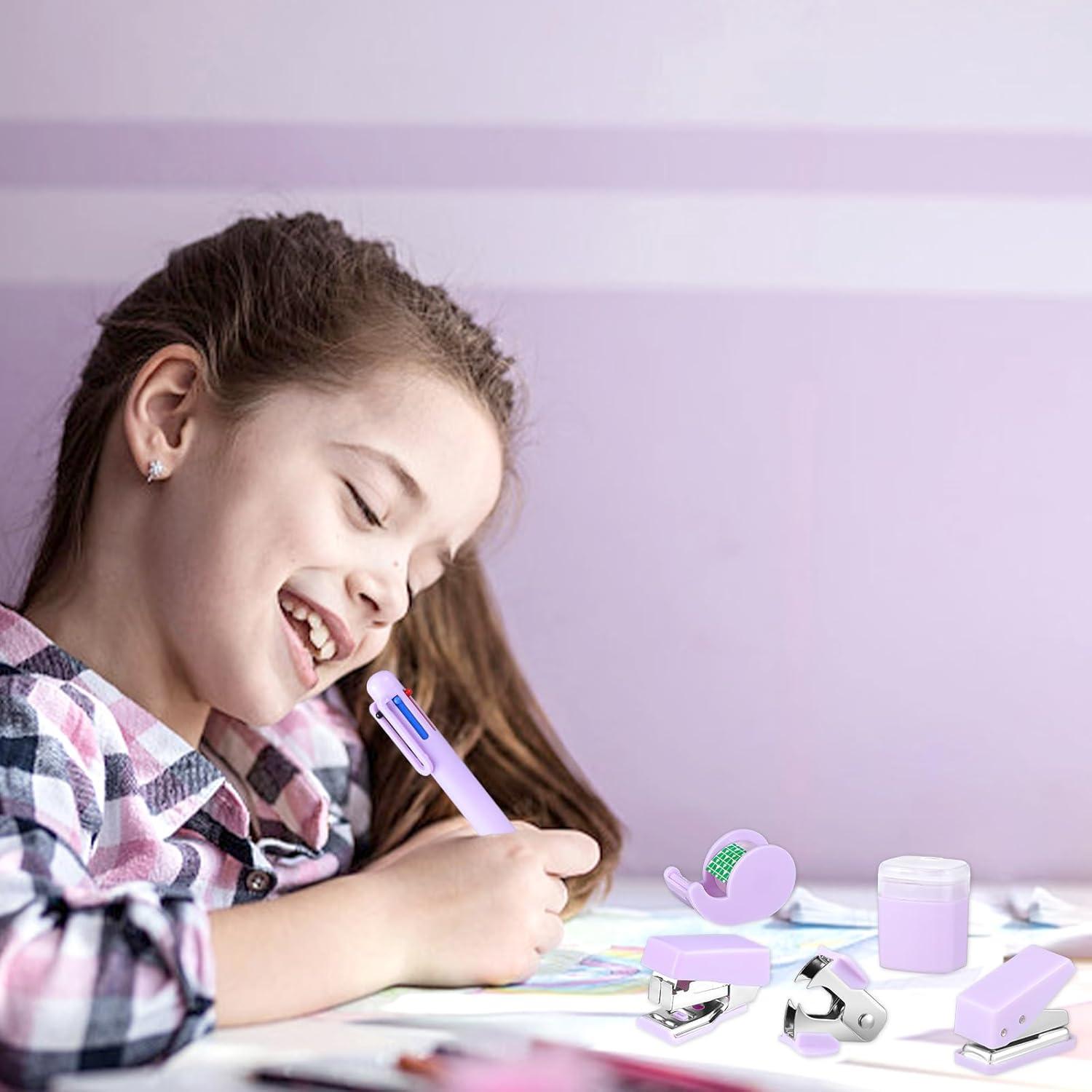 Kit Mini Suministros de Oficina Morado AuroraY - 15 Piezas