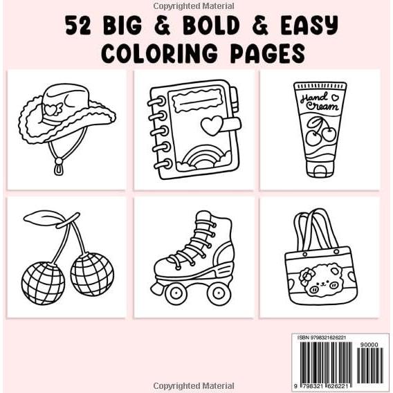 Cute & Groovy: Coloring Book for Adults and Kids, Bold and Easy, Simple and Big Designs for Relaxation Featuring Lovely Things (Bold & Easy Coloring)