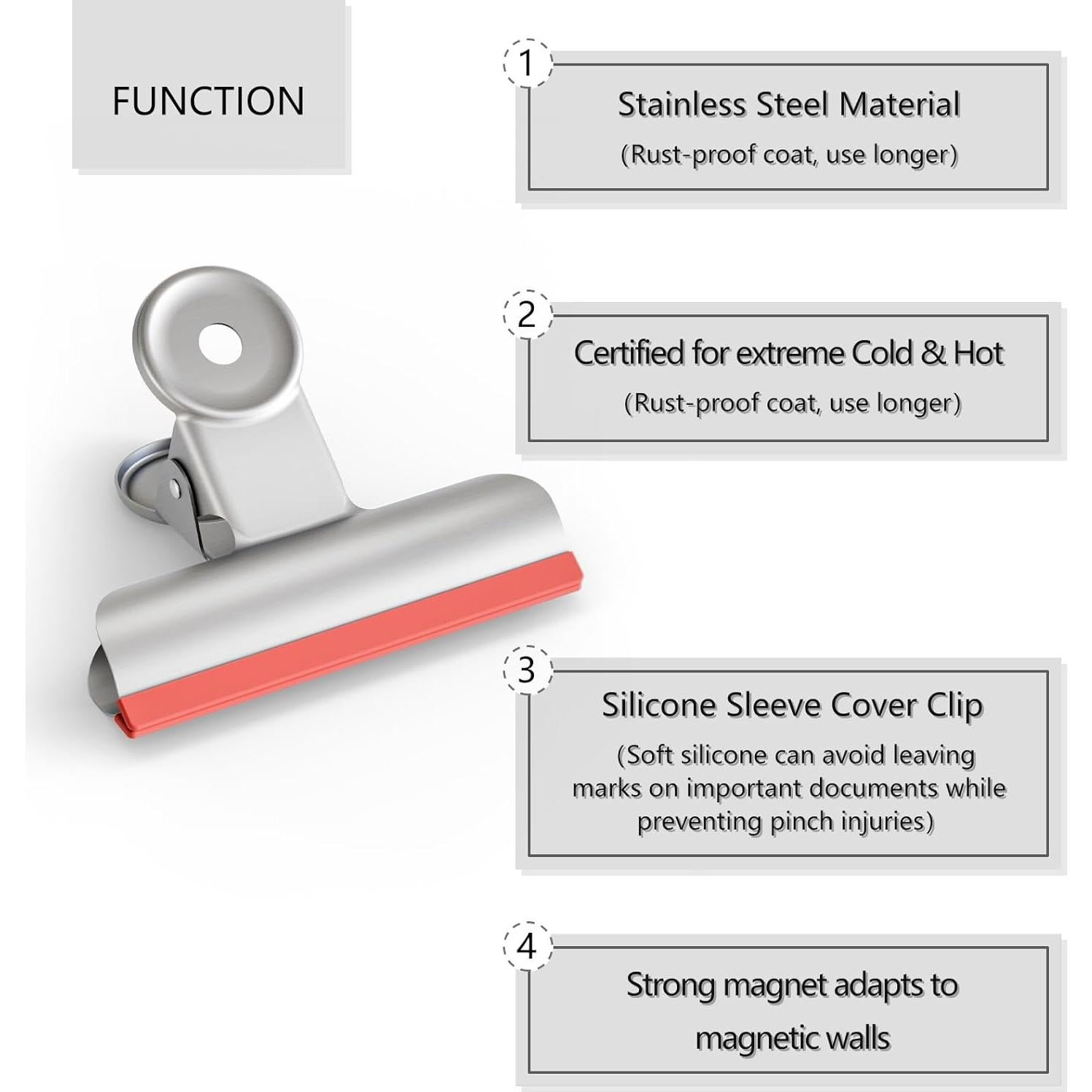 Clips para Bolsas de Comida HOUSE AGAIN 12 Piezas Acero Inoxidable