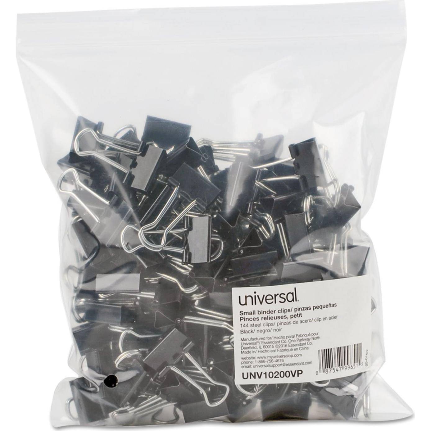 Clip de Carpeta Pequeño Universal Negro Plata 144 Piezas