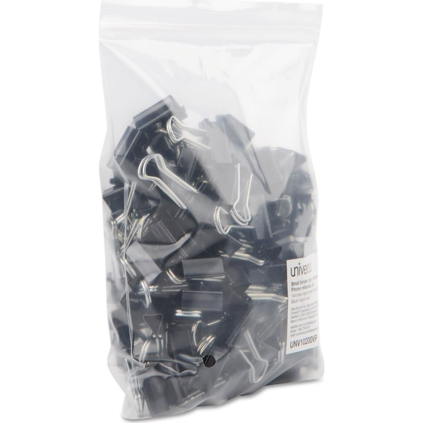 Clip de Carpeta Pequeño Universal Negro Plata 144 Piezas