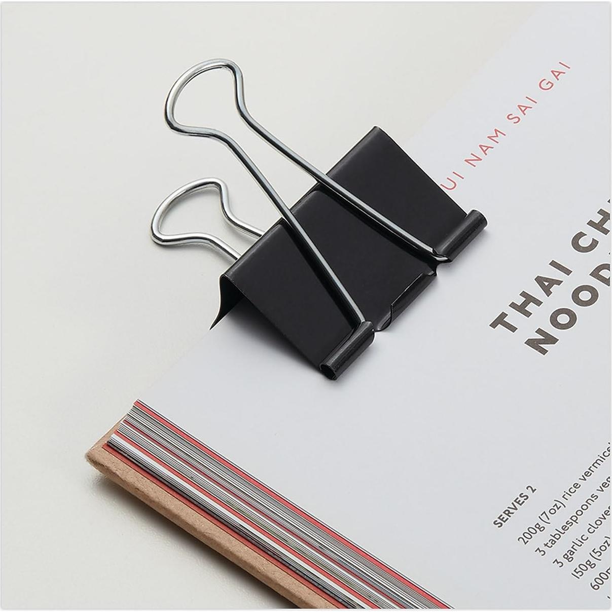 Clip de Carpeta Pequeño Universal Negro Plata 144 Piezas