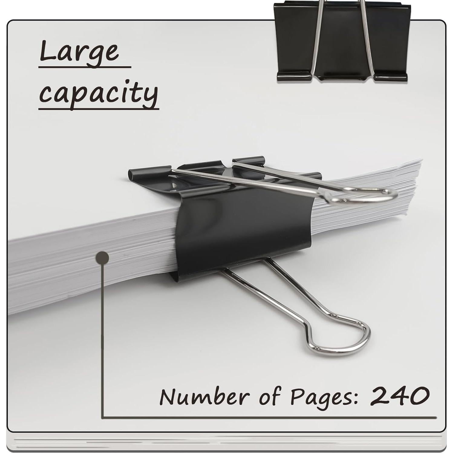 Set de 8 Clips de Carpeta Extra Grande DSTELIN 75mm Negros