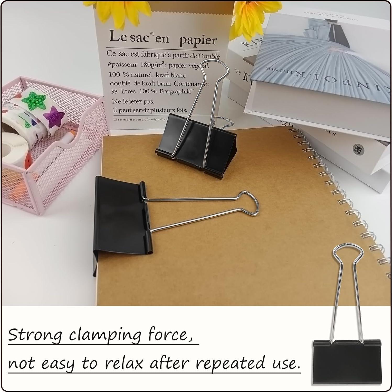 Set de 8 Clips de Carpeta Extra Grande DSTELIN 75mm Negros