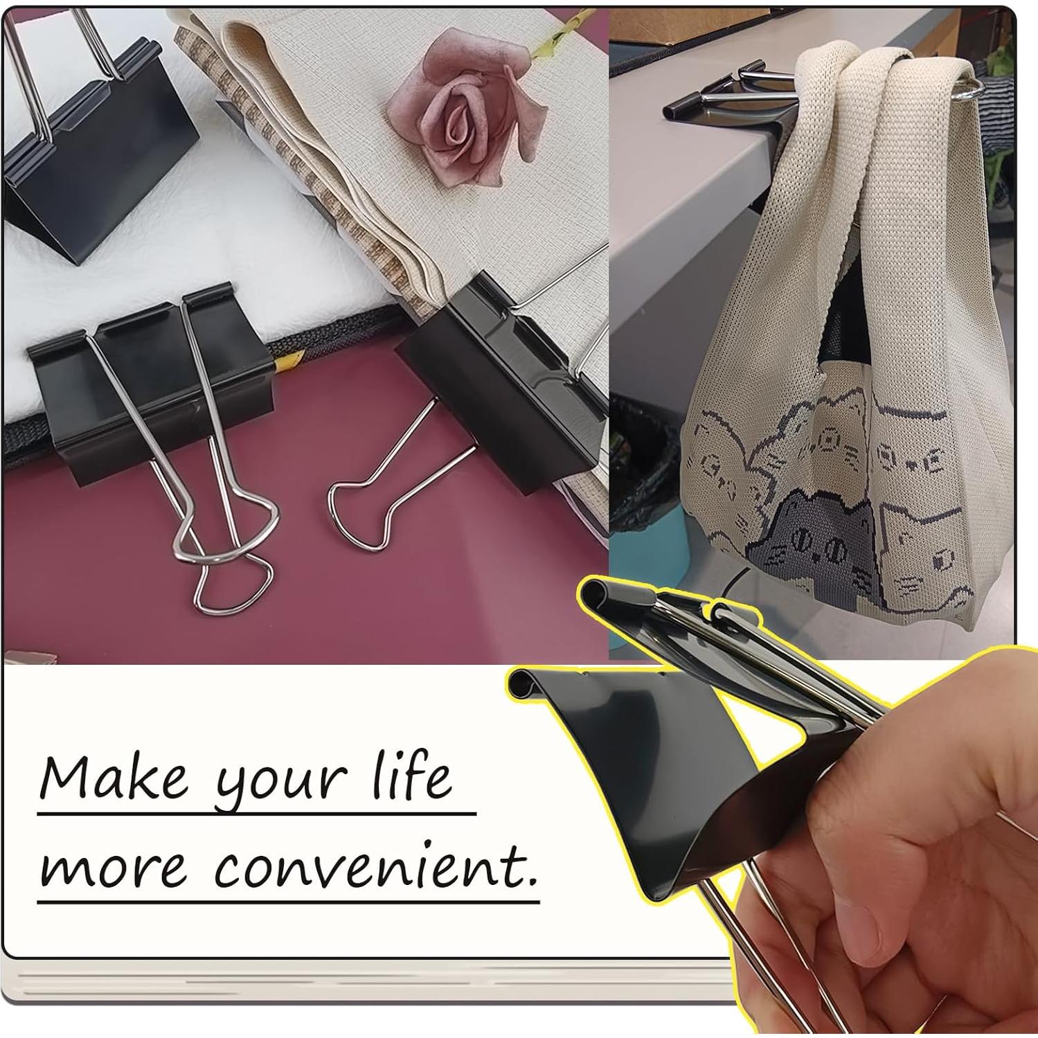 Set de 8 Clips de Carpeta Extra Grande DSTELIN 75mm Negros