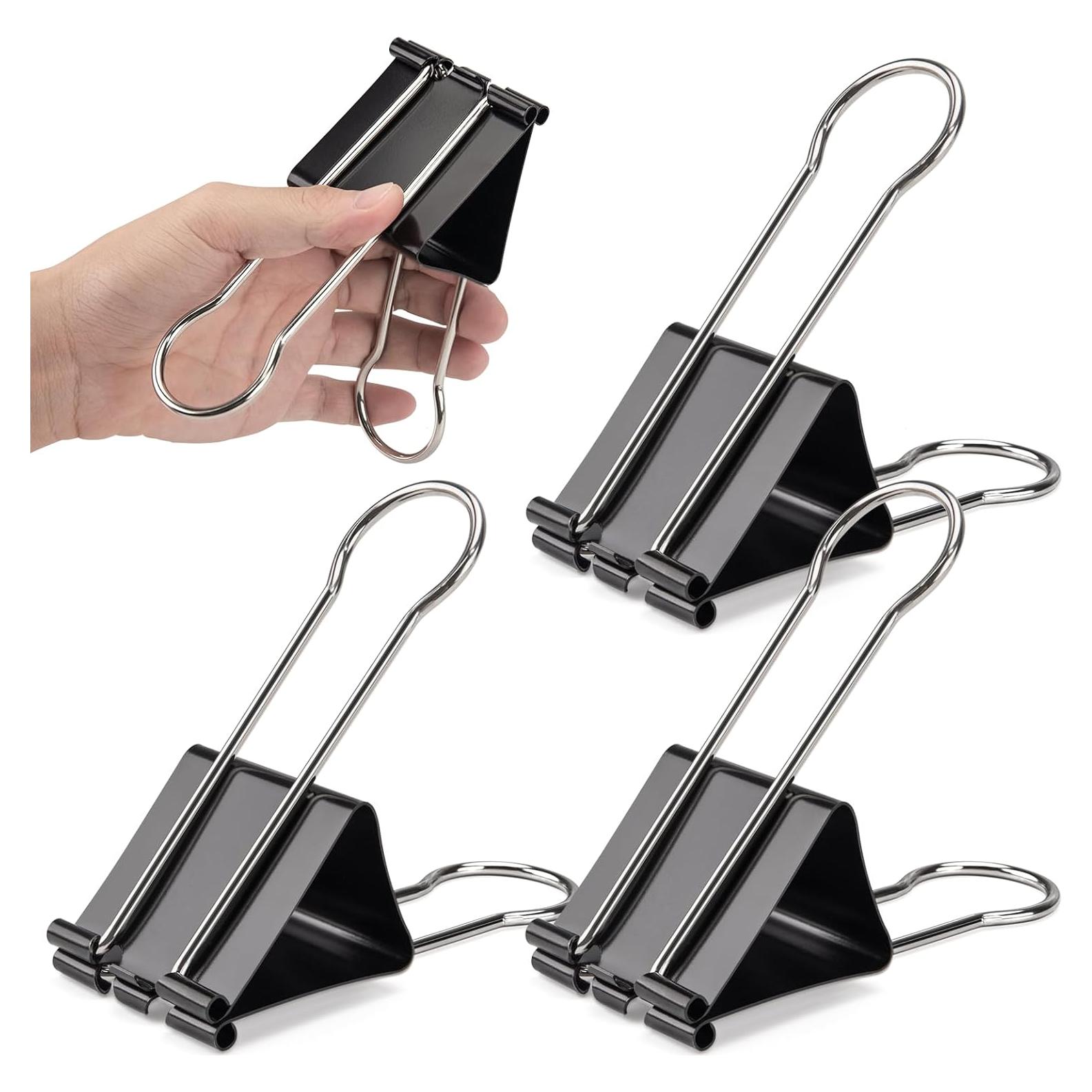 Clips de Carpeta Jumbo OWLKELA 4 Pcs 6 cm Acero Negro