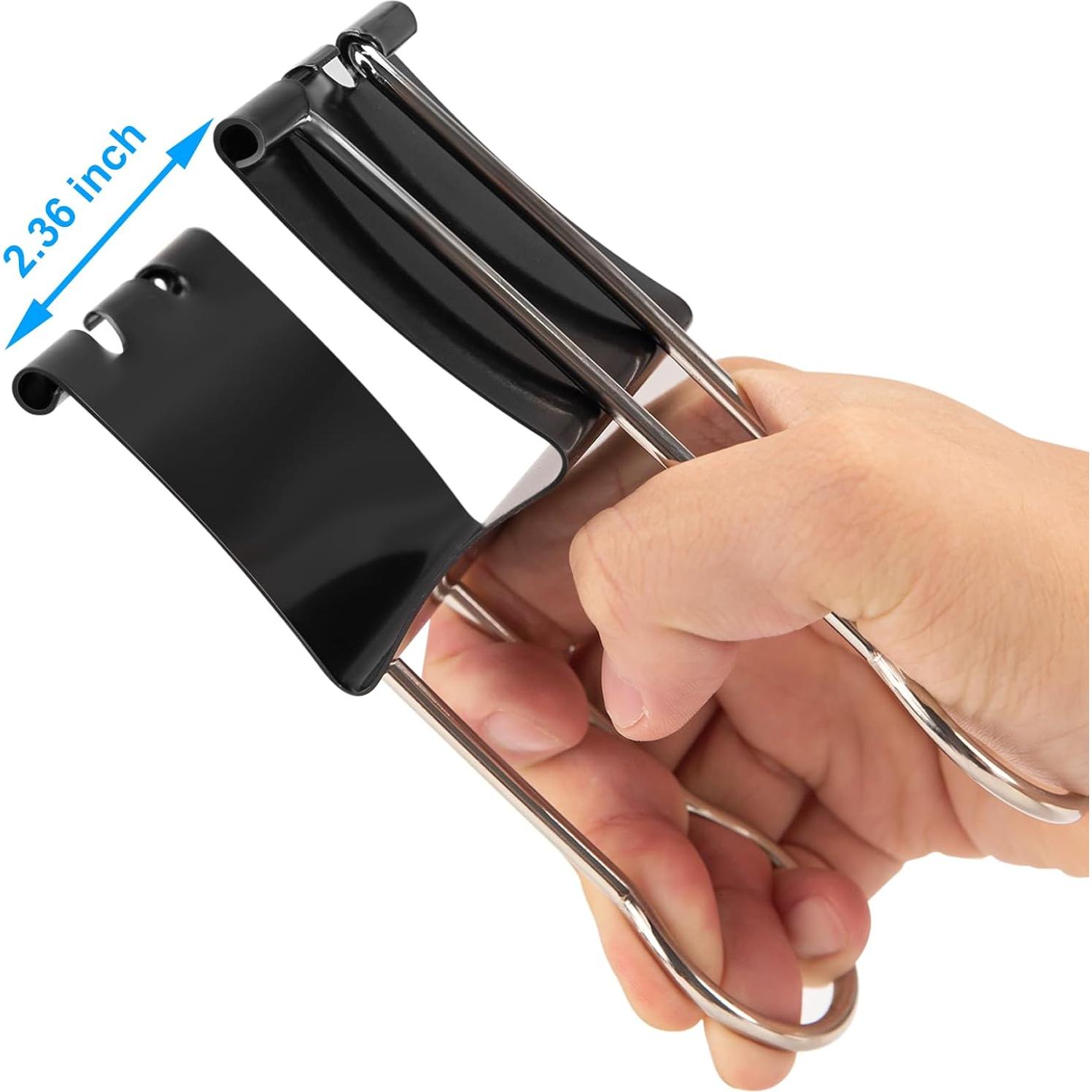 Clips de Carpeta Jumbo OWLKELA 4 Pcs 6 cm Acero Negro