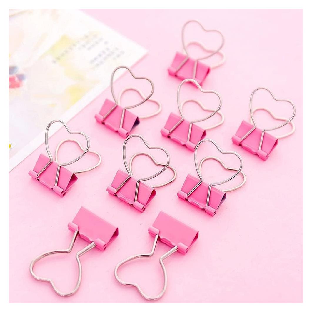 Clip de Metal Rosa en Forma de Corazón Htppzjr - 10 Unidades