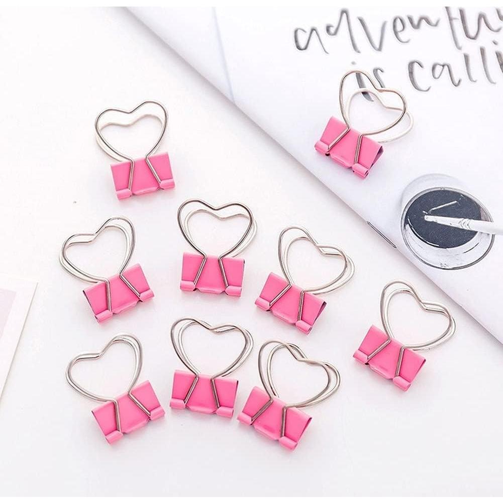 Clip de Metal Rosa en Forma de Corazón Htppzjr - 10 Unidades