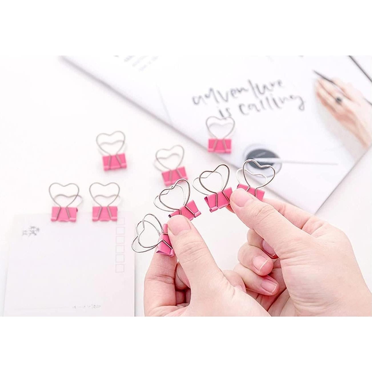 Clip de Metal Rosa en Forma de Corazón Htppzjr - 10 Unidades