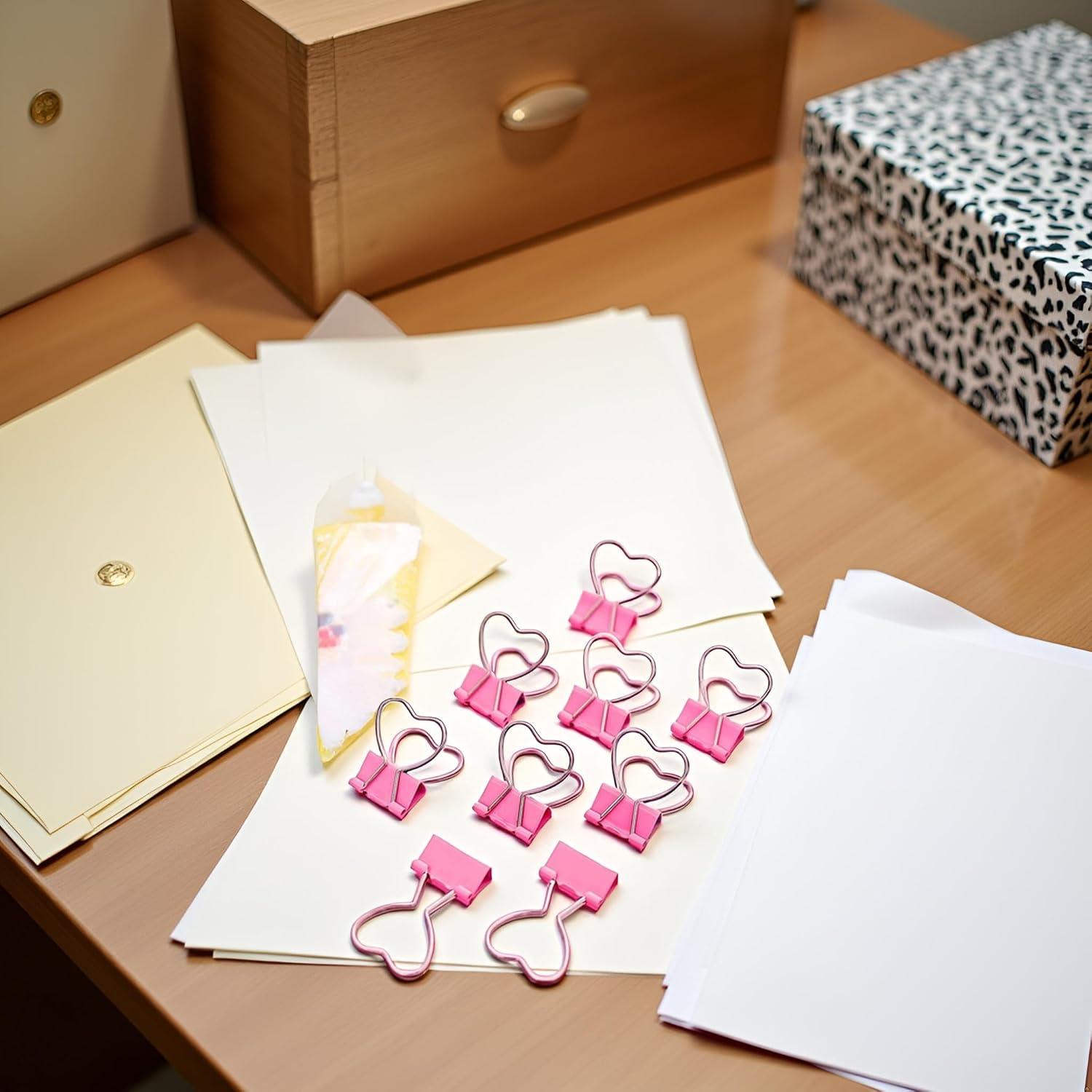 Clip de Metal Rosa en Forma de Corazón Htppzjr - 10 Unidades