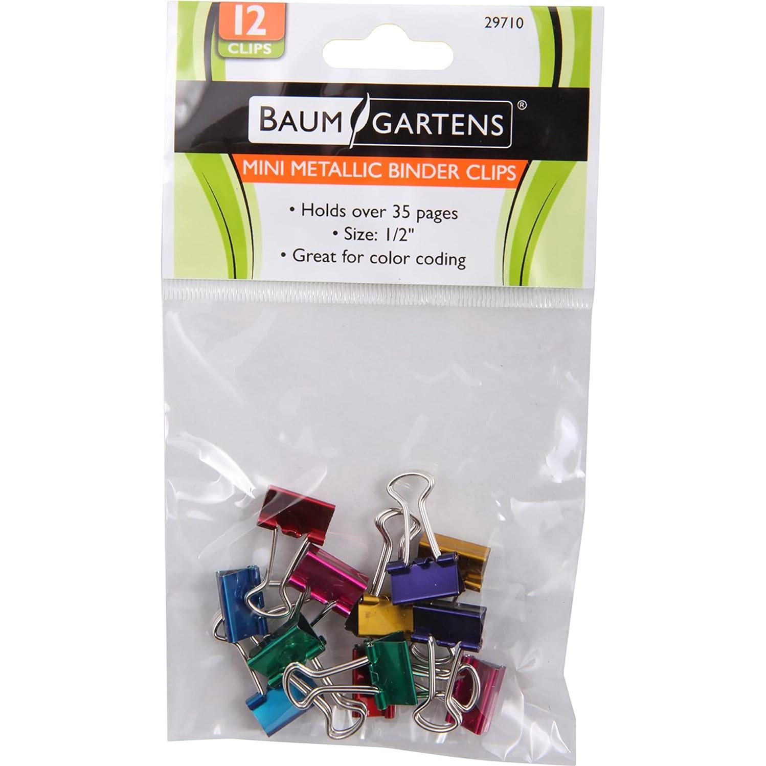 Mini Clips de Carpeta Baumgartens BAU29710 1.27 cm 12 Piezas