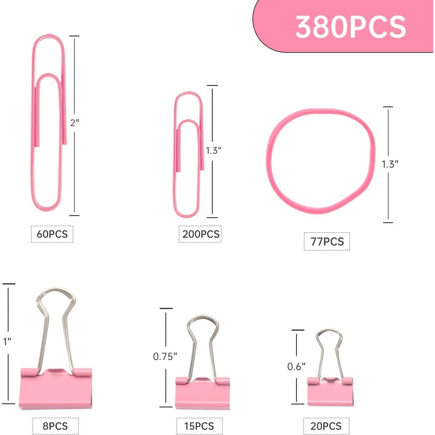 Juego de Clips de Papel y Carpeta DANRONG Rosa 380 Piezas