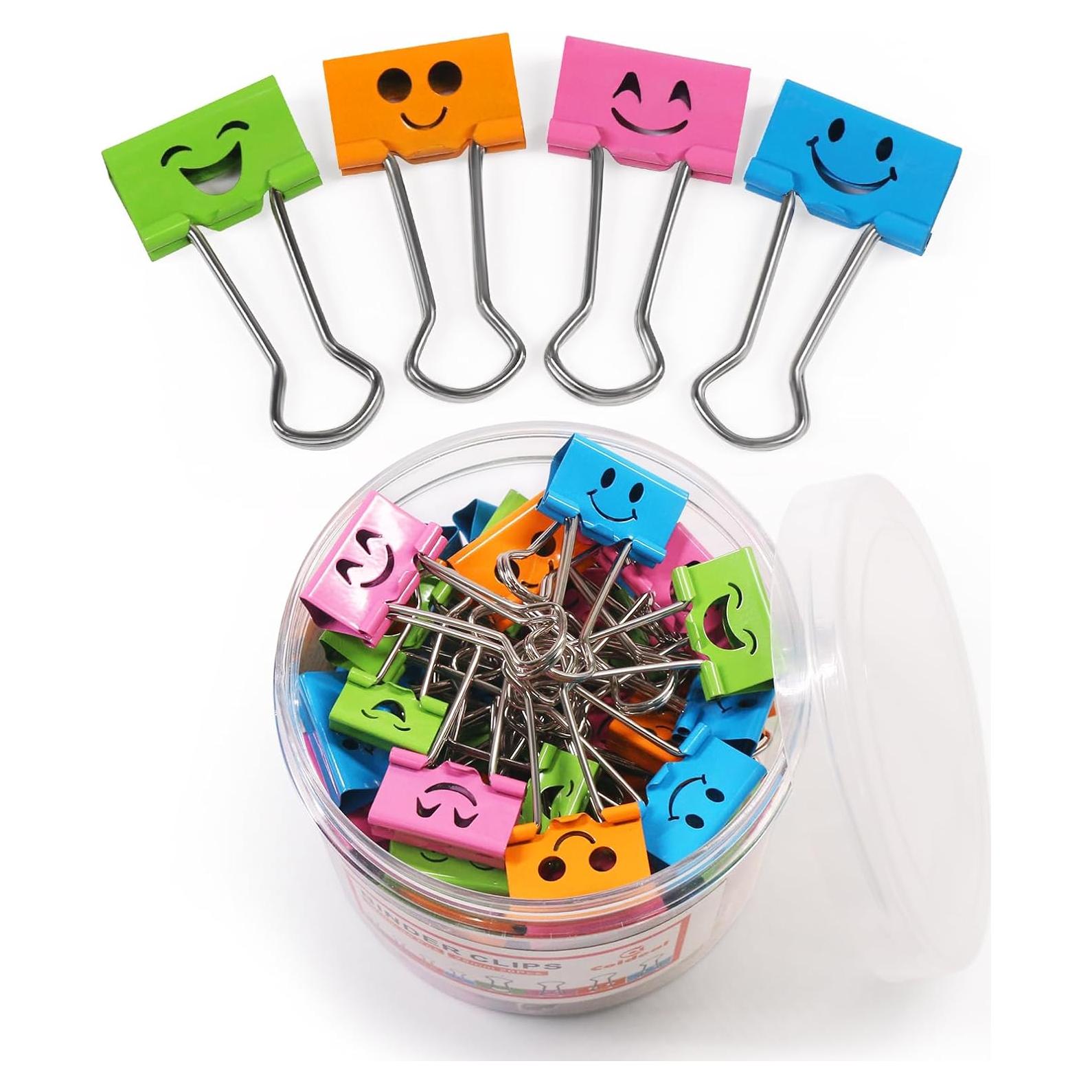 Clips de Papel Sonrientes Coideal - 40 Pcs 19 mm Metálicos