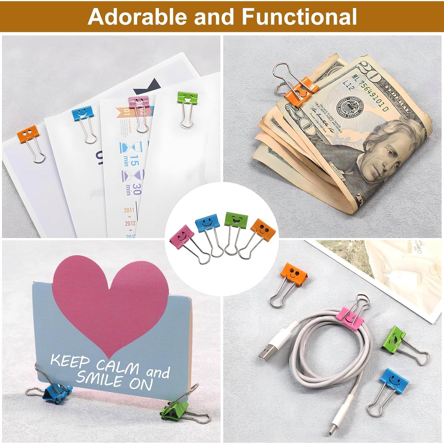 Clips de Papel Sonrientes Coideal - 40 Pcs 19 mm Metálicos