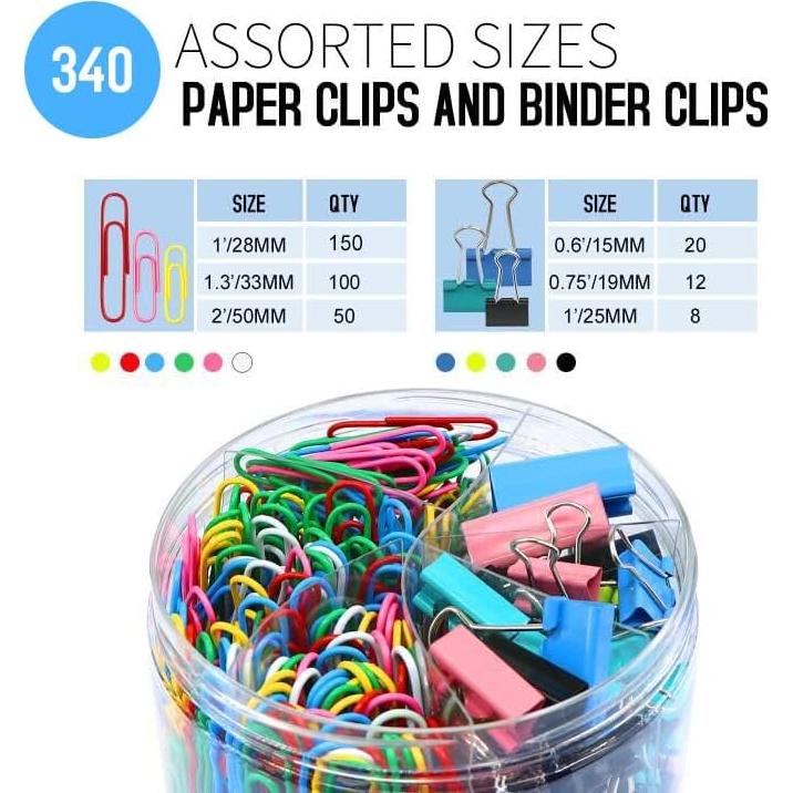Set de 340 Clips de Papel y Carpeta AnutriON Multicolor