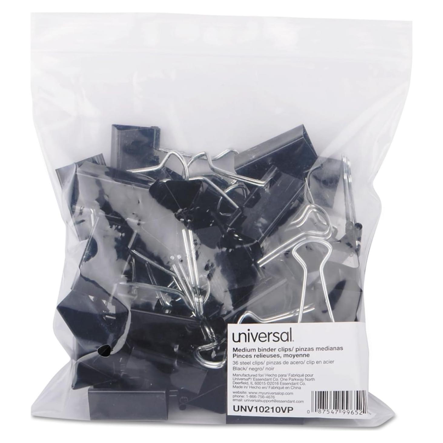 Clip de carpeta mediano Universal 10210VP acero 36 piezas