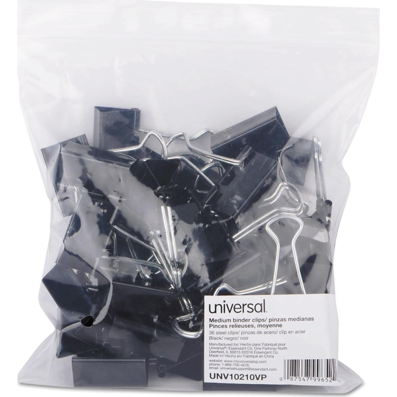 Clip de carpeta mediano Universal 10210VP acero 36 piezas