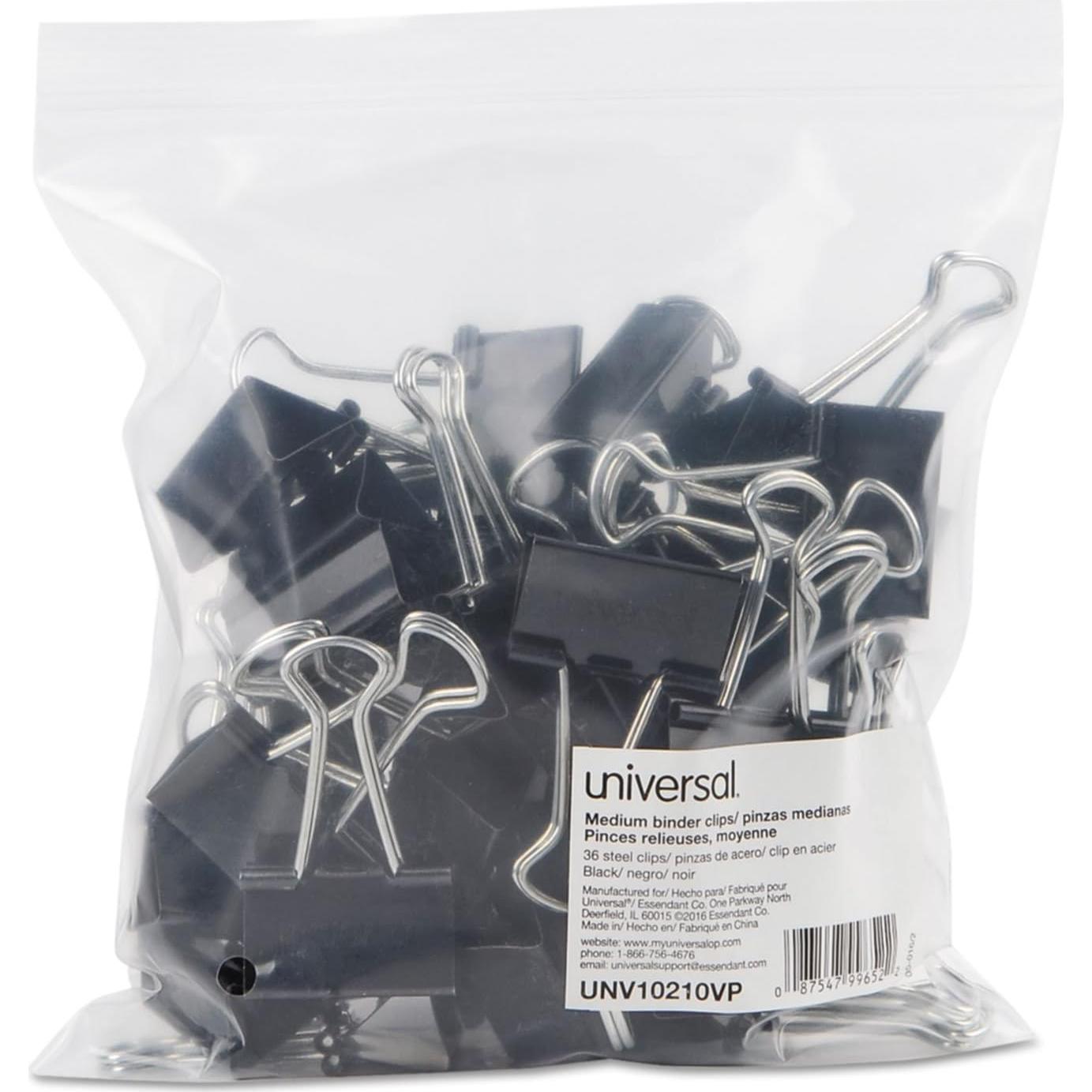 Clip de carpeta mediano Universal 10210VP acero 36 piezas