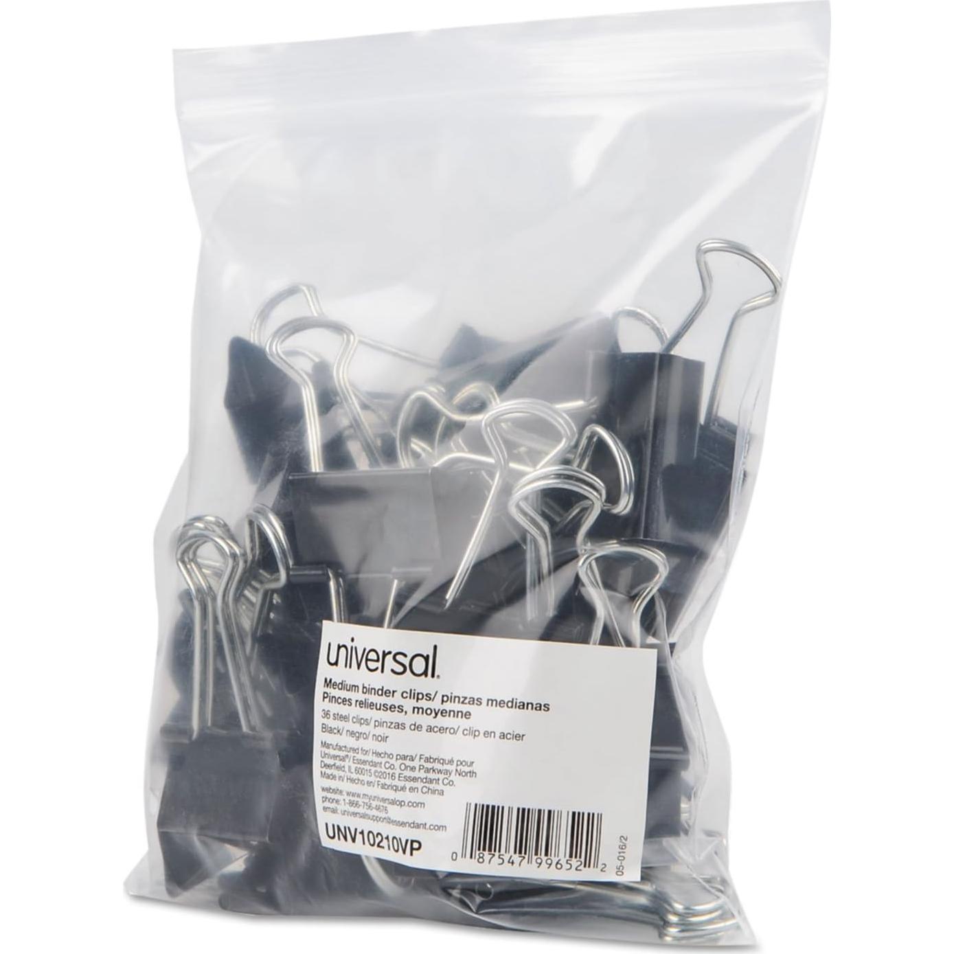Clip de carpeta mediano Universal 10210VP acero 36 piezas