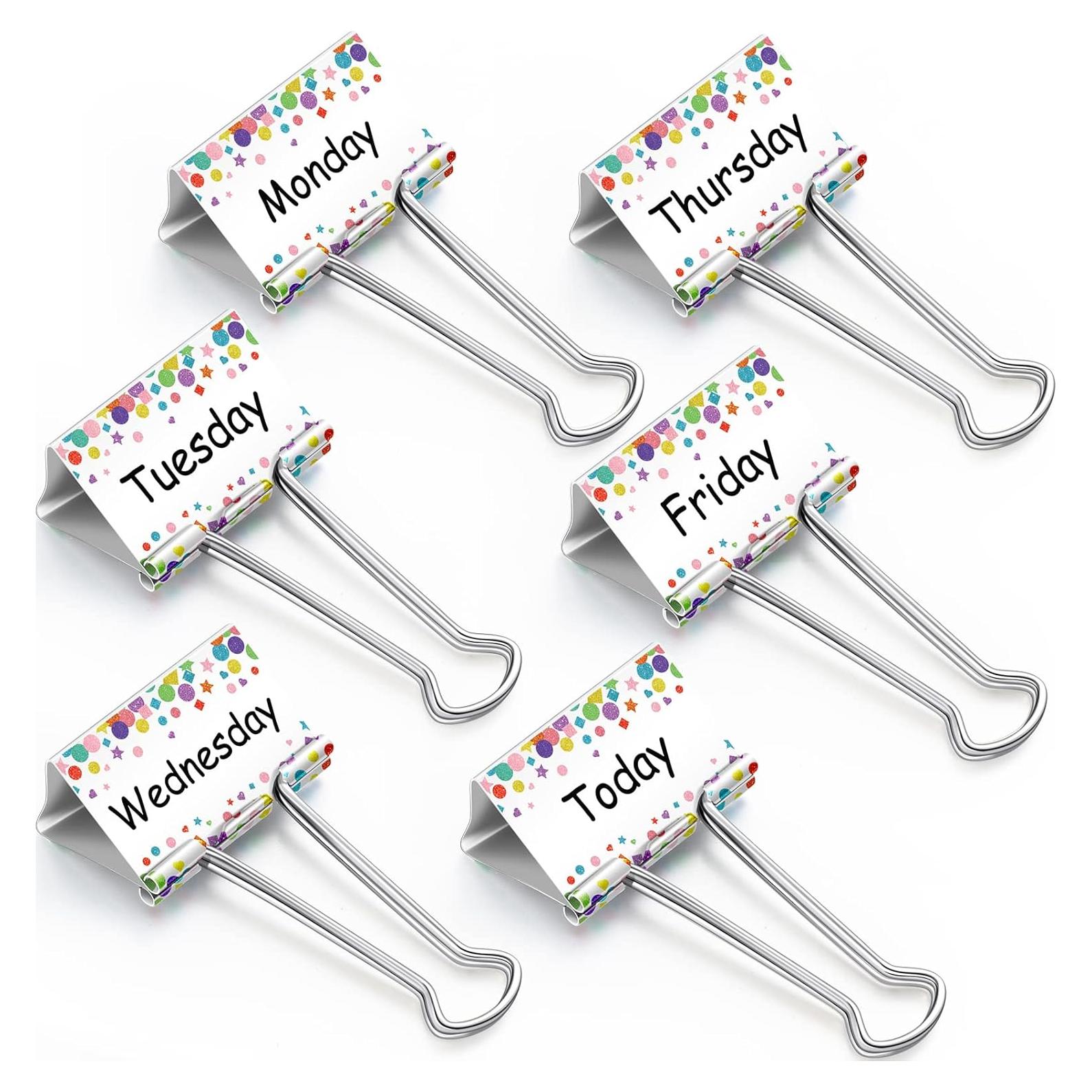 Juego de 6 Clips de Carpeta Grandes Tenare - Días de la Semana