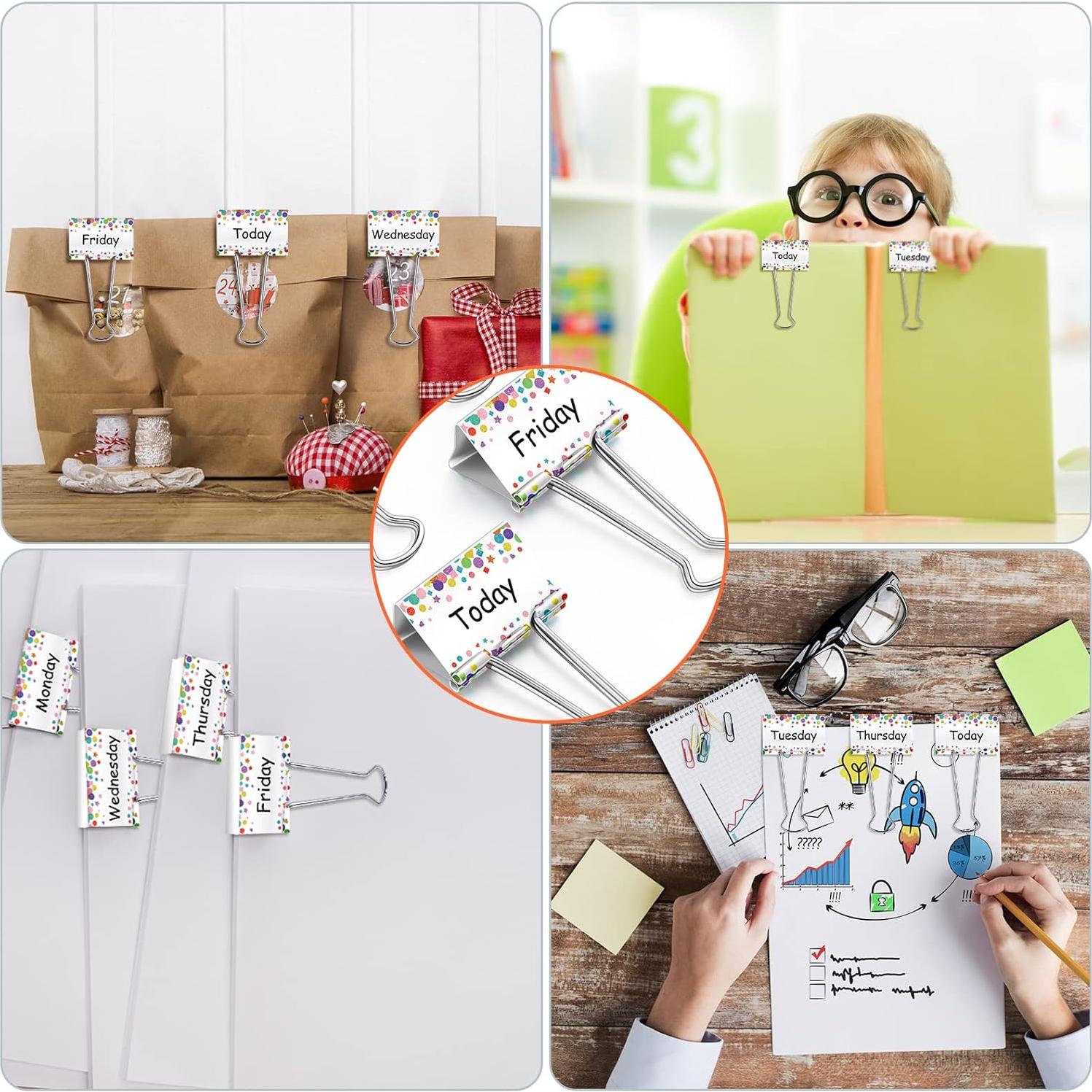 Juego de 6 Clips de Carpeta Grandes Tenare - Días de la Semana