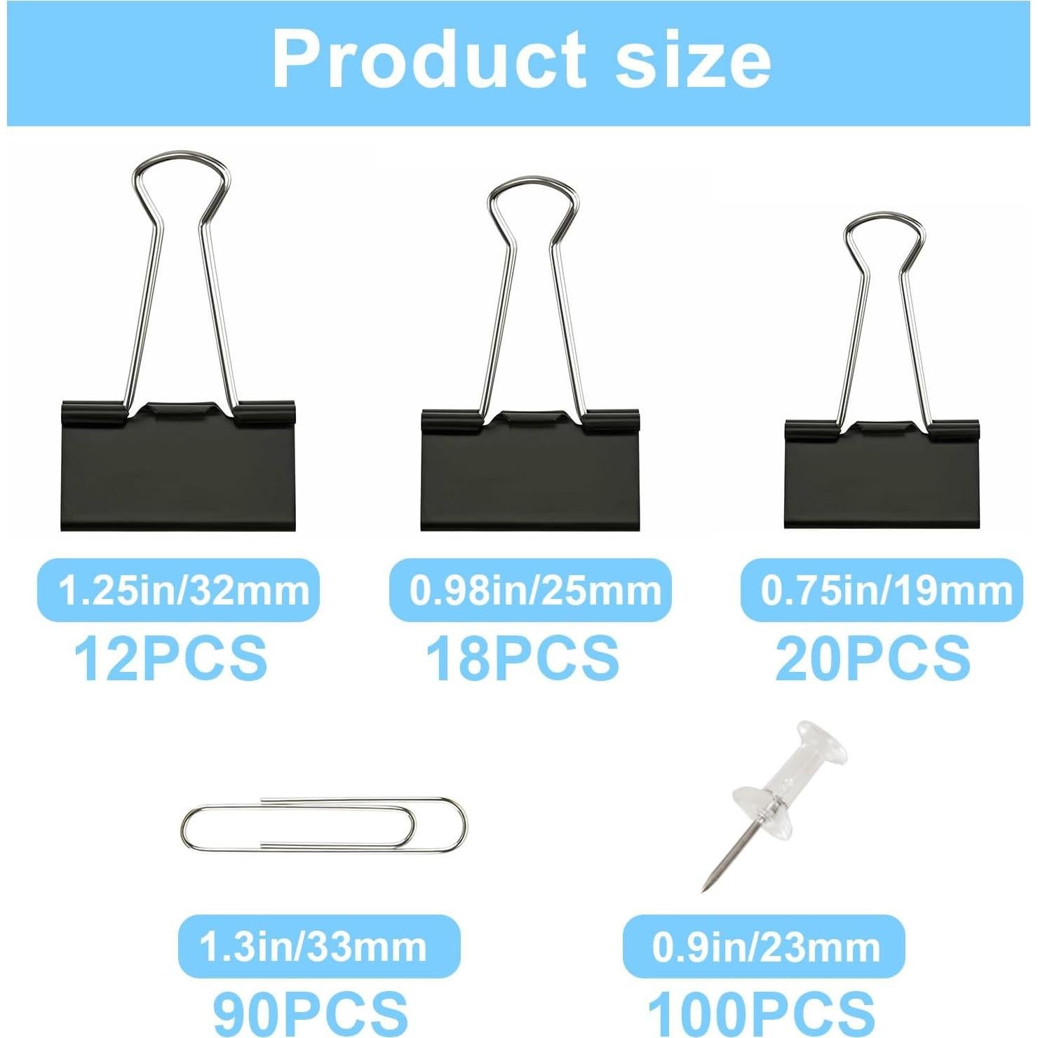 Clips de Papel y Carpeta LyBlissor 240 PCS Variados