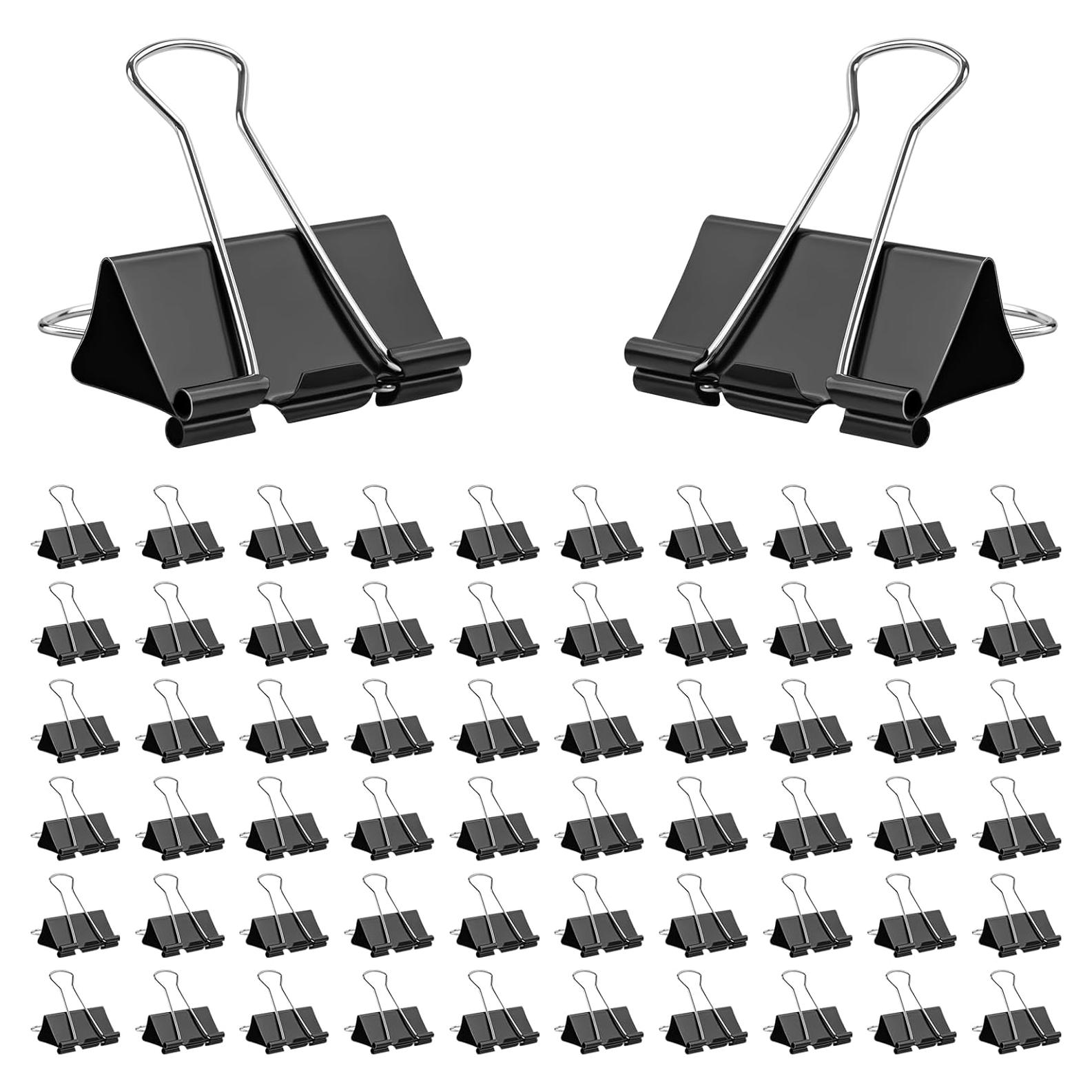 Clips de Carpeta Grandes OWLKELA 64 Pcs Negros 4.06 cm