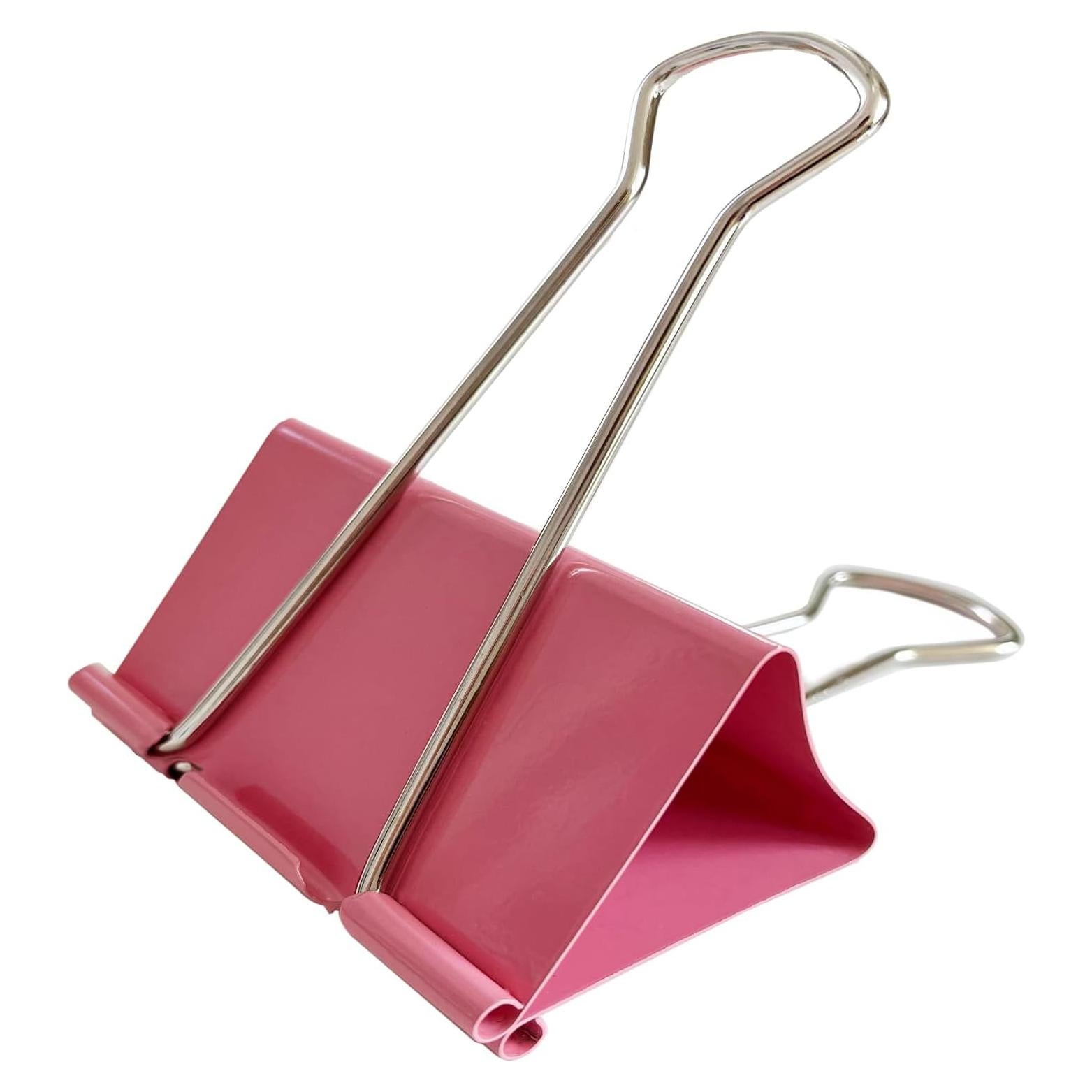 18 Clips de Carpeta Jumbo Rosa XuSha 3.81 cm Alta Resistencia