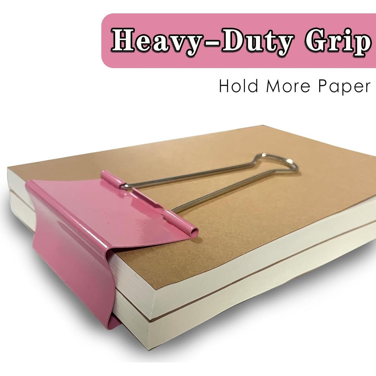 18 Clips de Carpeta Jumbo Rosa XuSha 3.81 cm Alta Resistencia