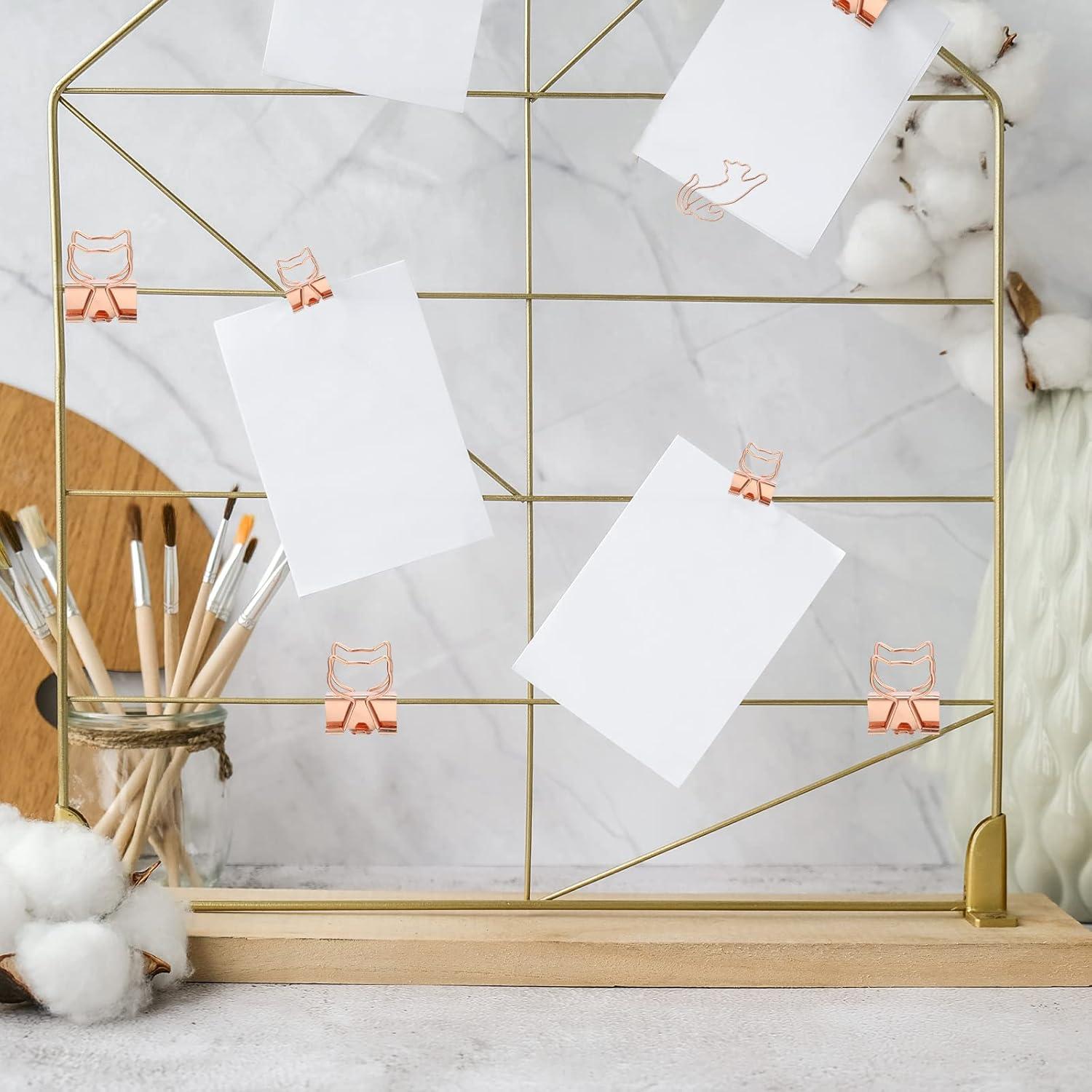 Eersida 55 Piezas Clips de Papel en Forma de Gato Oro Rosa