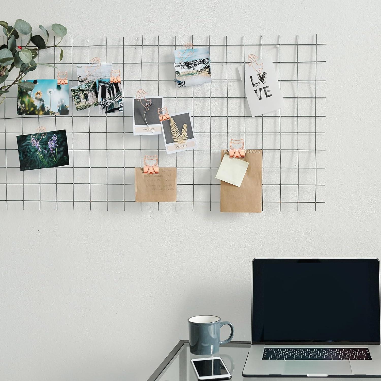 Eersida 55 Piezas Clips de Papel en Forma de Gato Oro Rosa