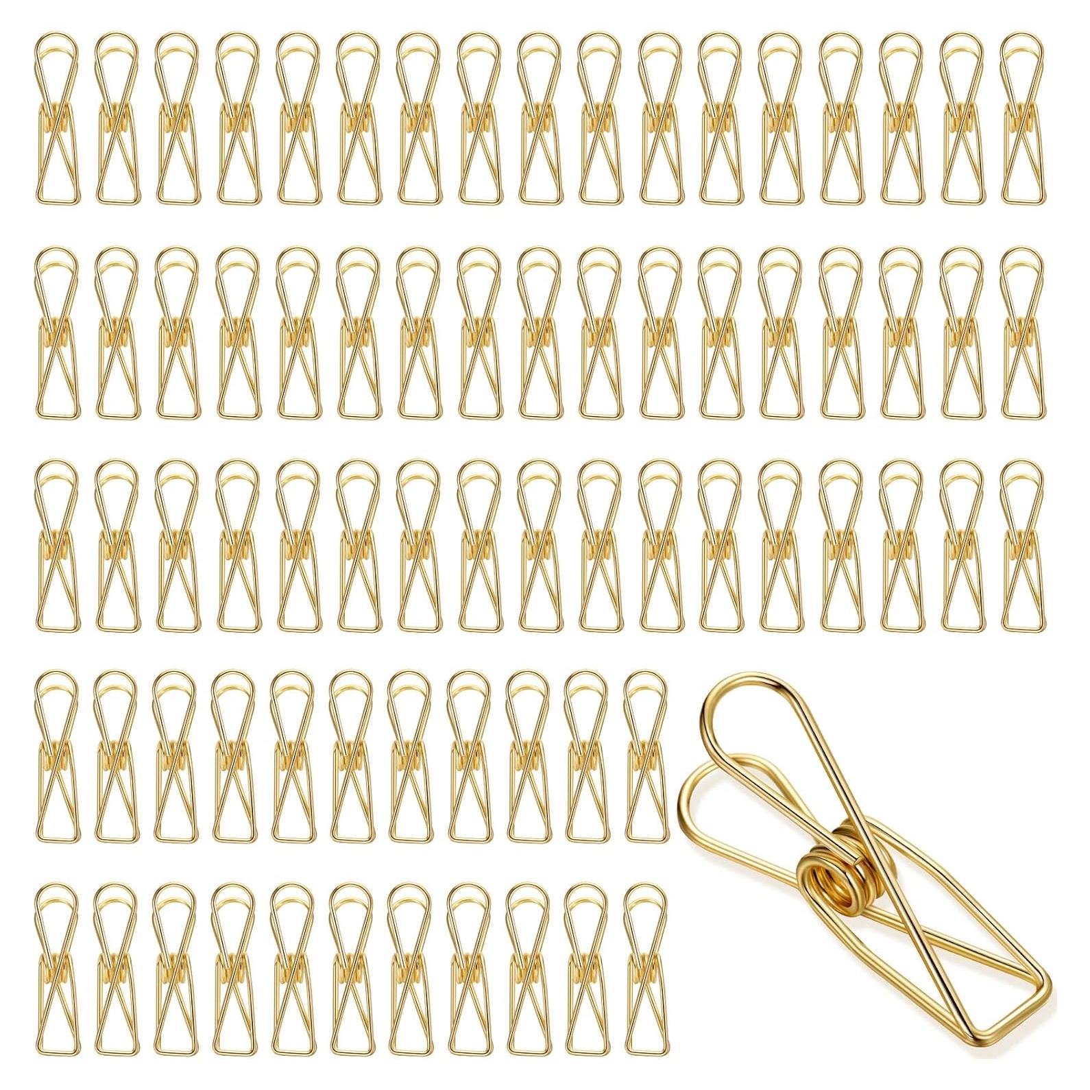 100 Clips de Papel Dorados Sabary de Acero Inoxidable Pequeños