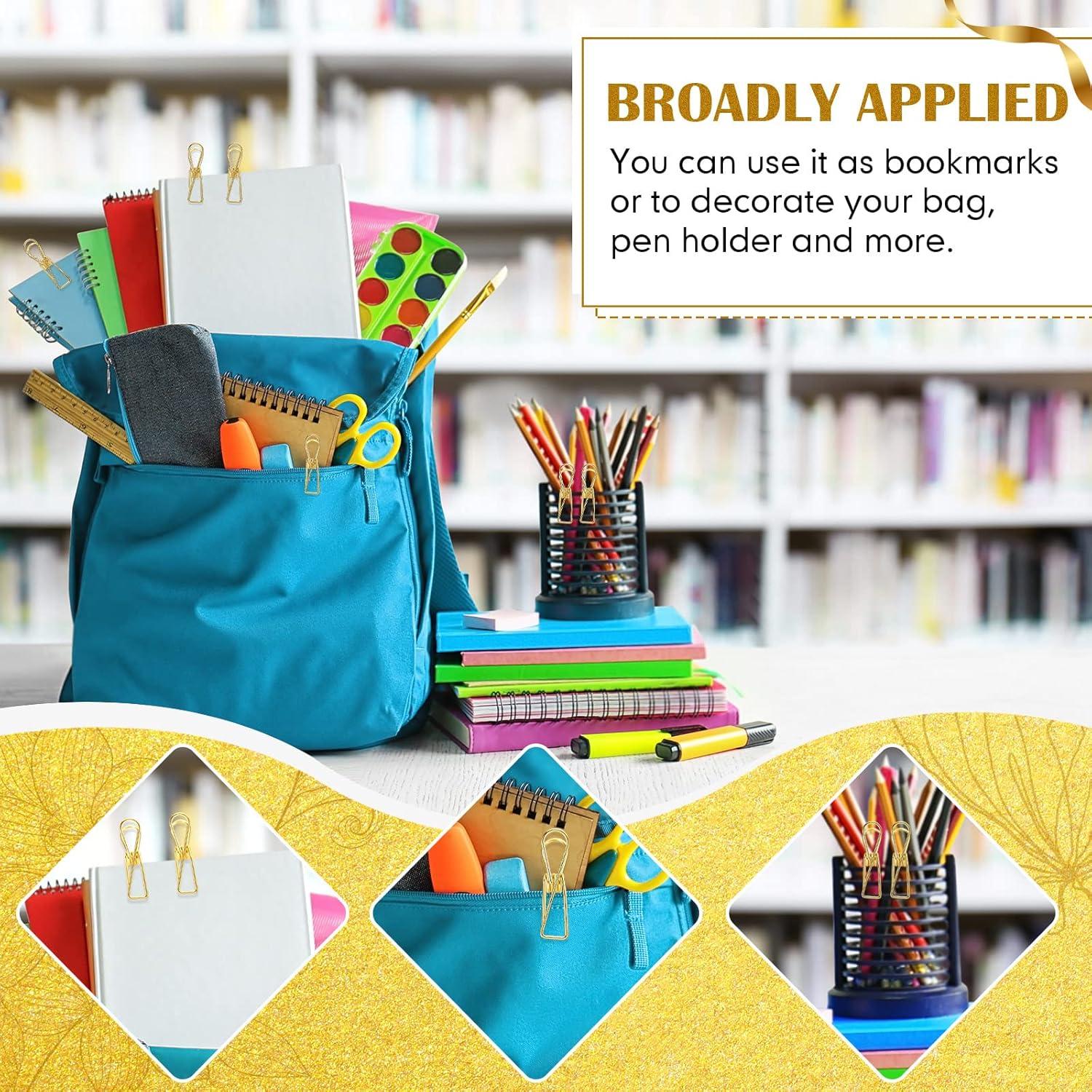 100 Clips de Papel Dorados Sabary de Acero Inoxidable Pequeños