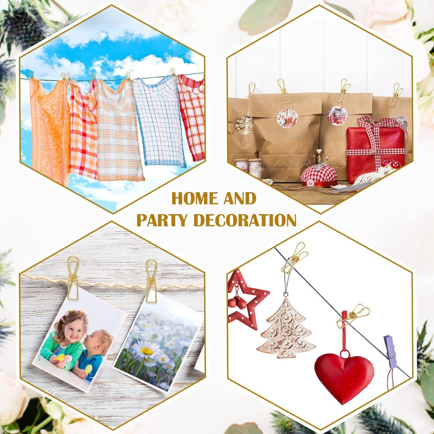 100 Clips de Papel Dorados Sabary de Acero Inoxidable Pequeños