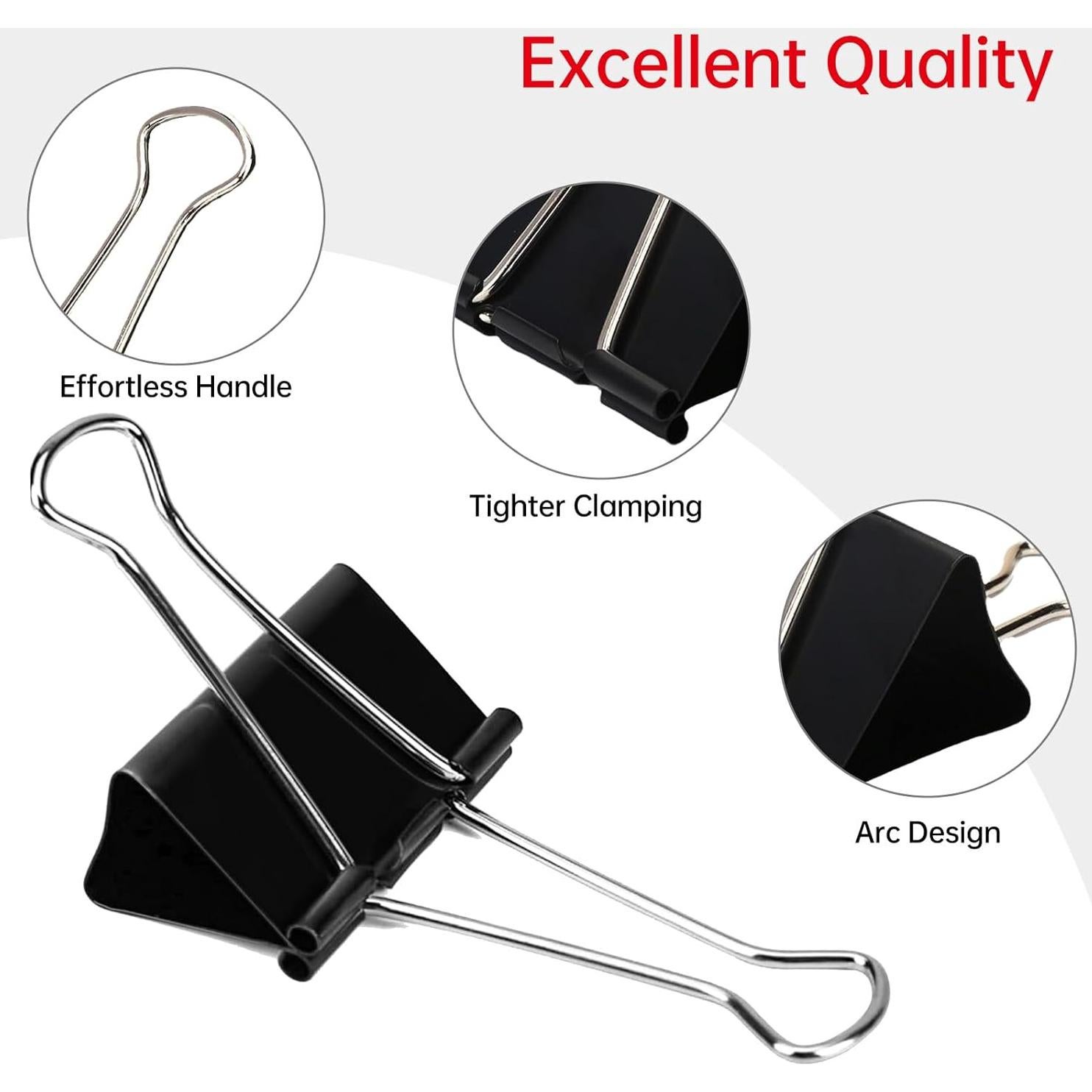 Clips de carpeta Jumbo AZ Shi Kong 7.62 cm 18 piezas negro