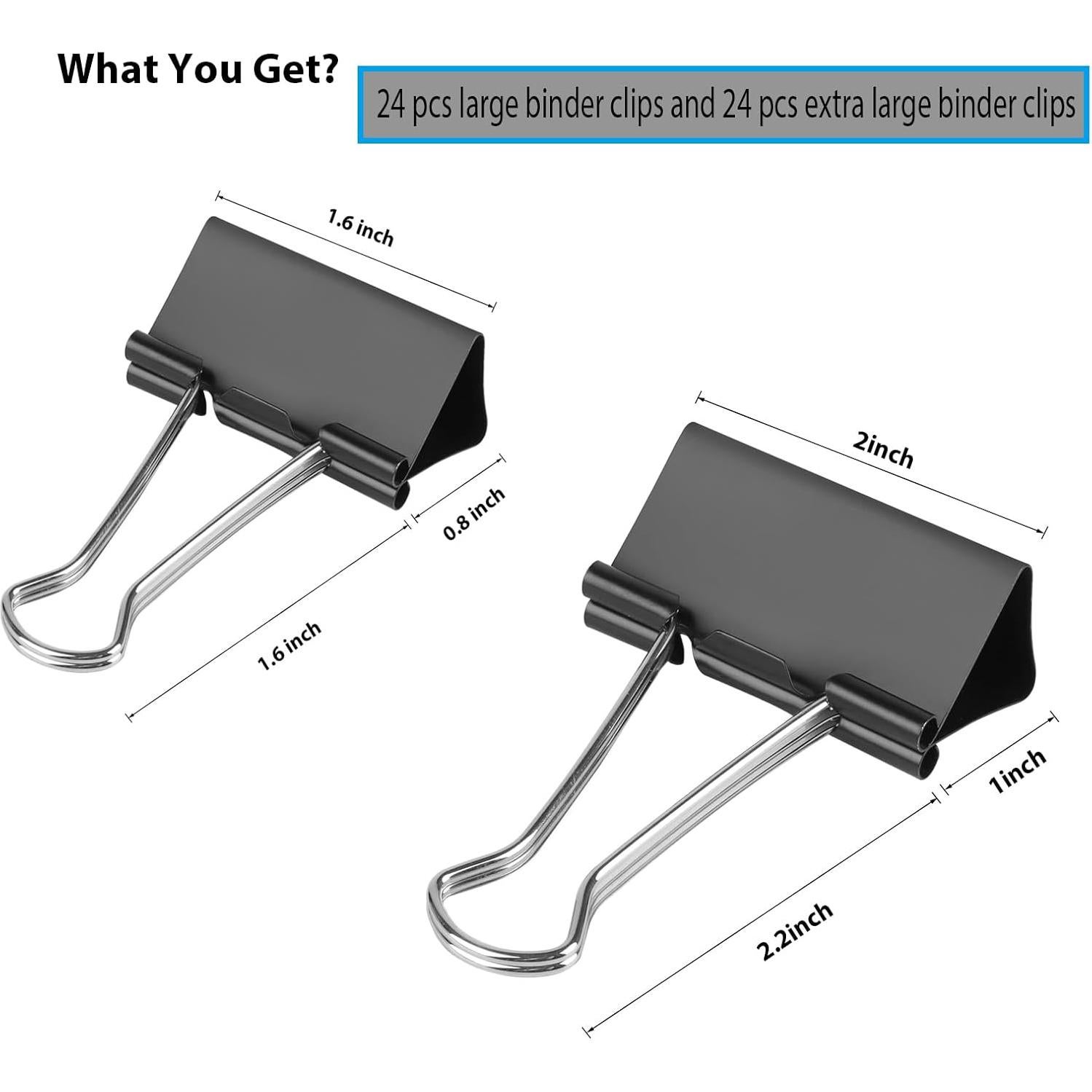 Clips de Carpeta Ufmarine 48 Pcs Grandes y Extra Grandes