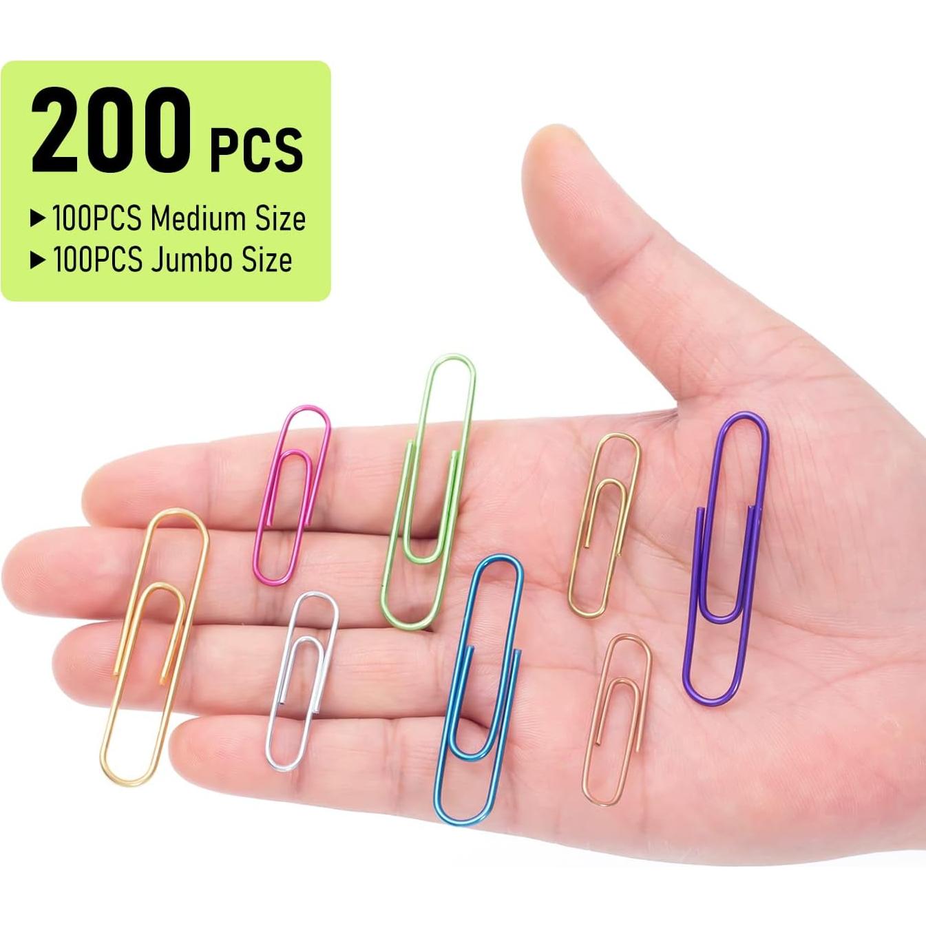 Clips de Papel Jumbo y Mediano SOTMALTK 200Pcs Colores Variados