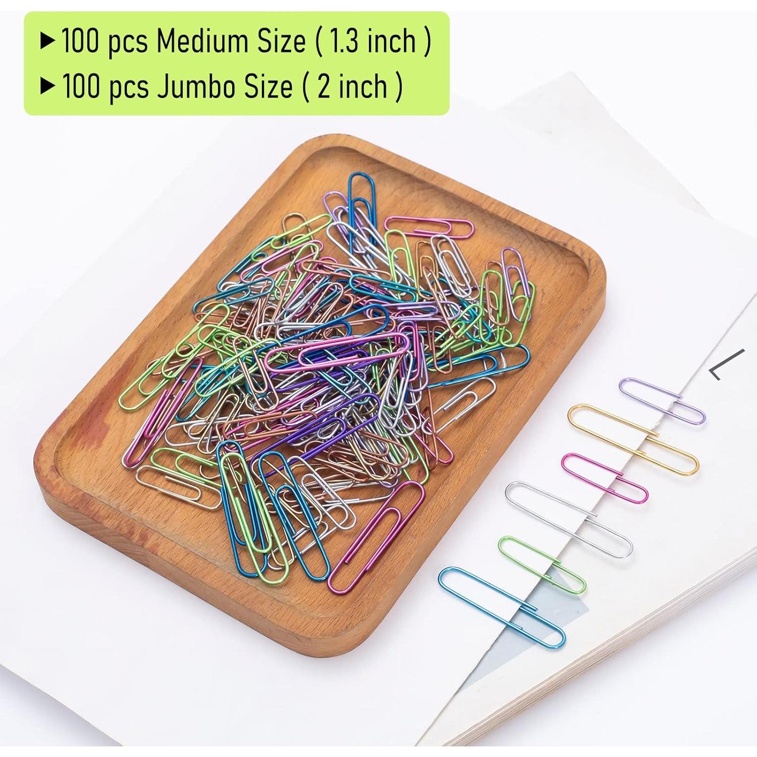 Clips de Papel Jumbo y Mediano SOTMALTK 200Pcs Colores Variados