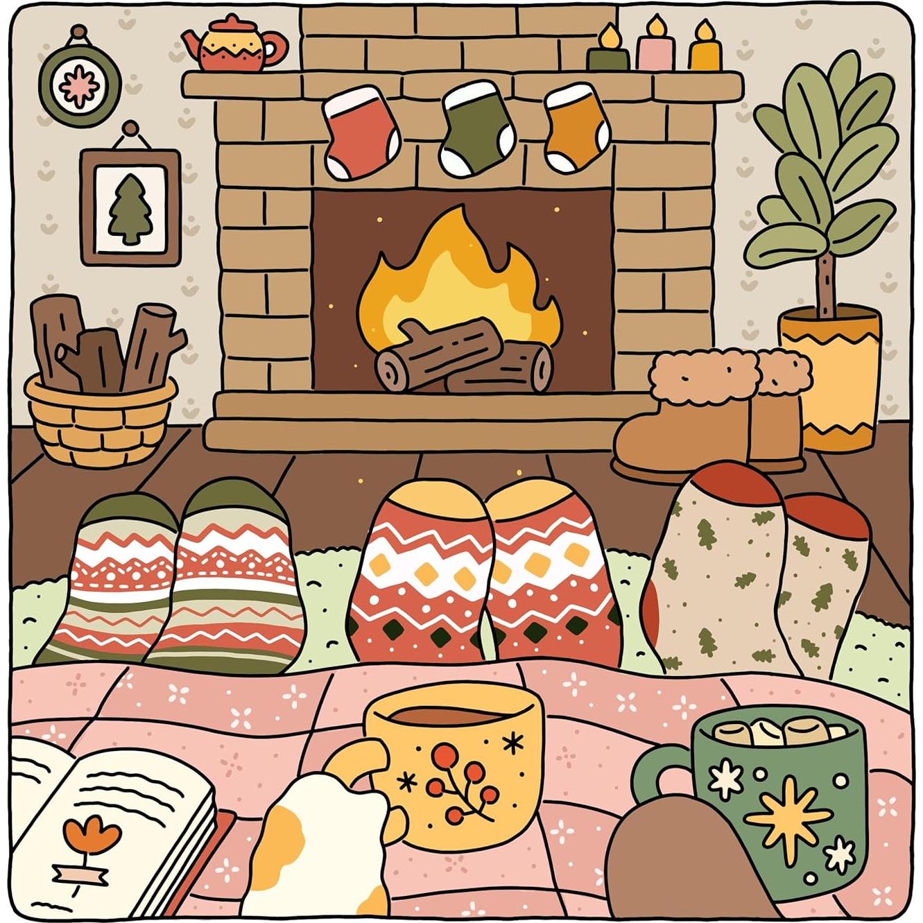 Fuzzy Hygge: Cute and Cozy Coloring Book for Adults & Teens Featuring Adorable Animals Characters for Stress Relief (Fuzzy Friends Coloring)