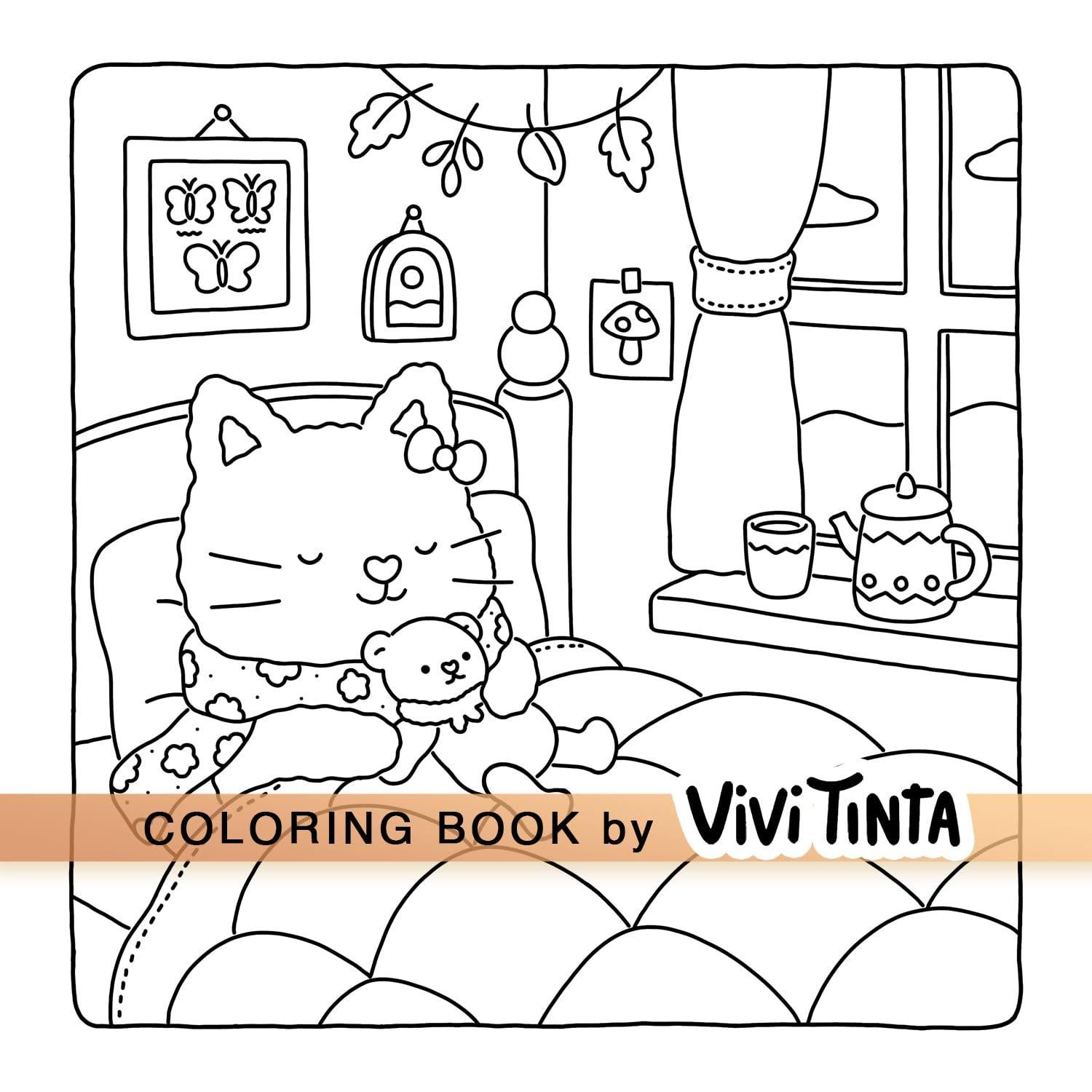Fuzzy Hygge: Cute and Cozy Coloring Book for Adults & Teens Featuring Adorable Animals Characters for Stress Relief (Fuzzy Friends Coloring)