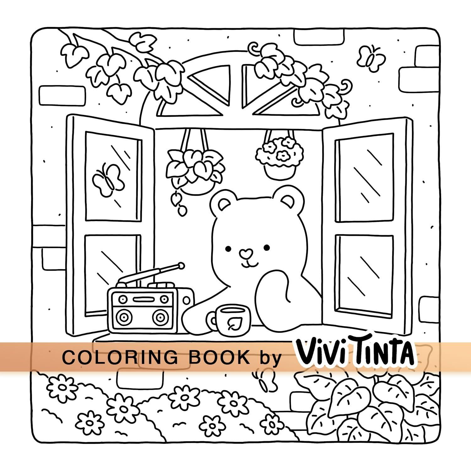 Fuzzy Hygge: Cute and Cozy Coloring Book for Adults & Teens Featuring Adorable Animals Characters for Stress Relief (Fuzzy Friends Coloring)