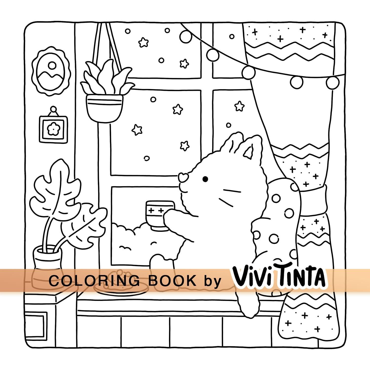 Fuzzy Hygge: Cute and Cozy Coloring Book for Adults & Teens Featuring Adorable Animals Characters for Stress Relief (Fuzzy Friends Coloring)