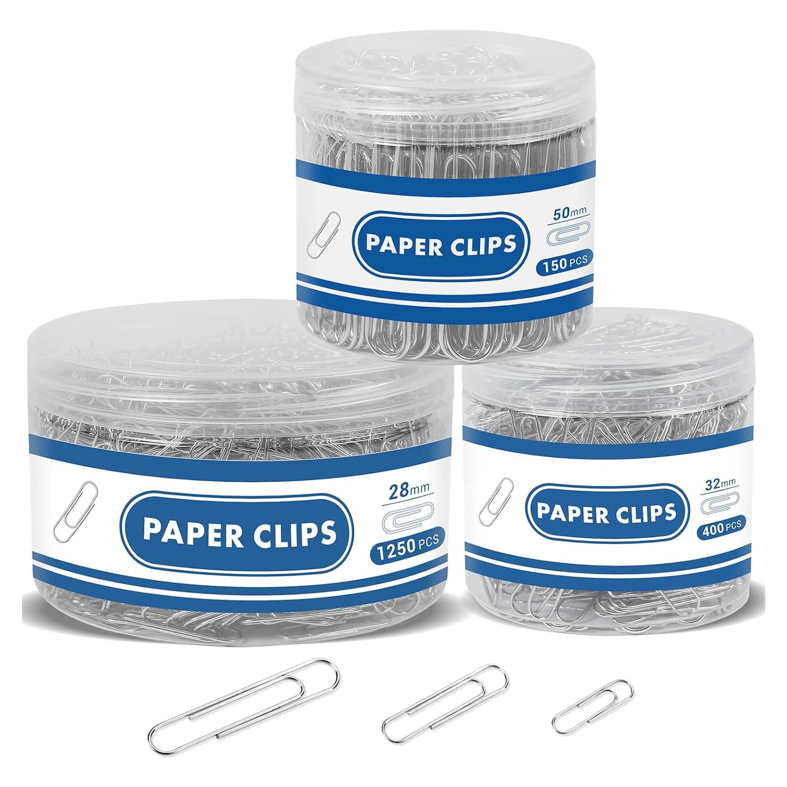 1800 Clips de Papel BainGesk Variados 50mm, 33mm, 28mm Duraderos