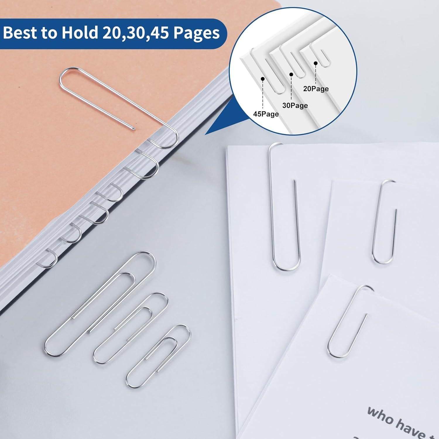 1800 Clips de Papel BainGesk Variados 50mm, 33mm, 28mm Duraderos