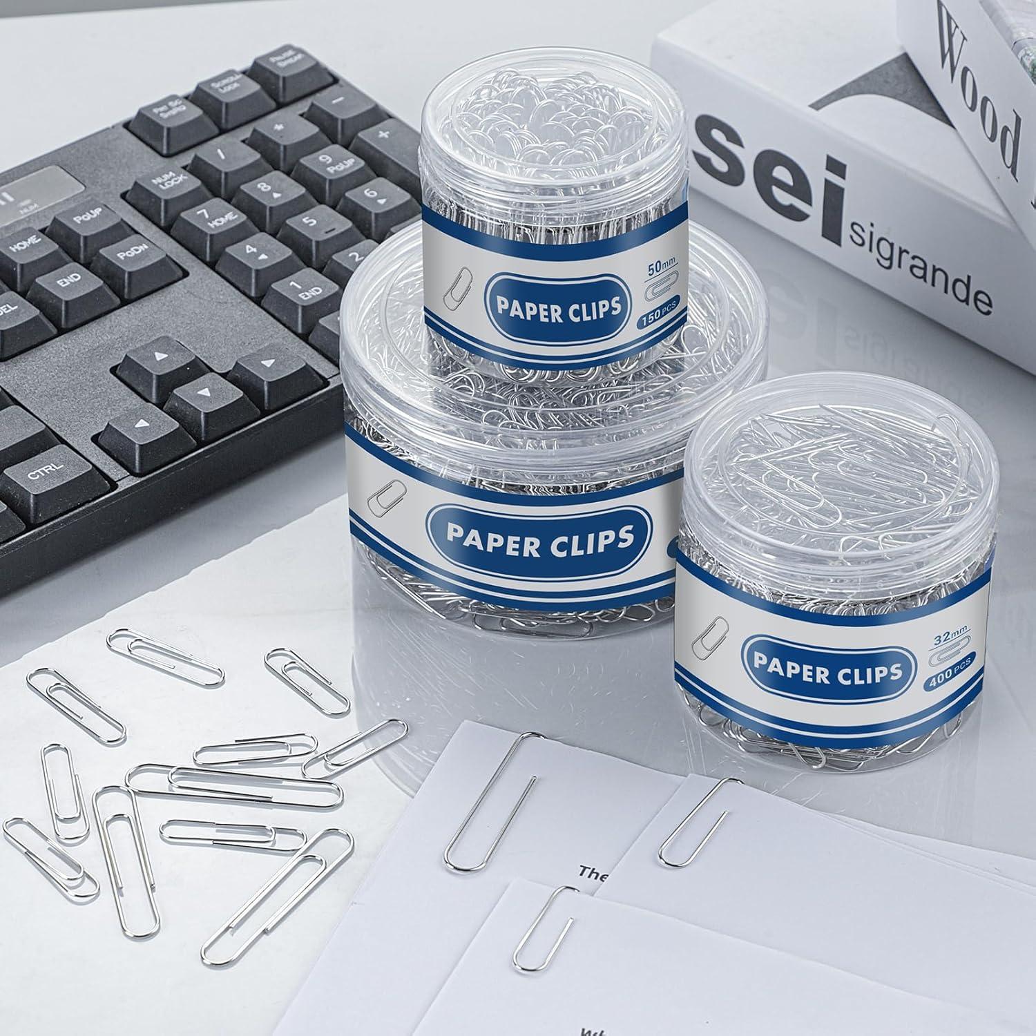 1800 Clips de Papel BainGesk Variados 50mm, 33mm, 28mm Duraderos